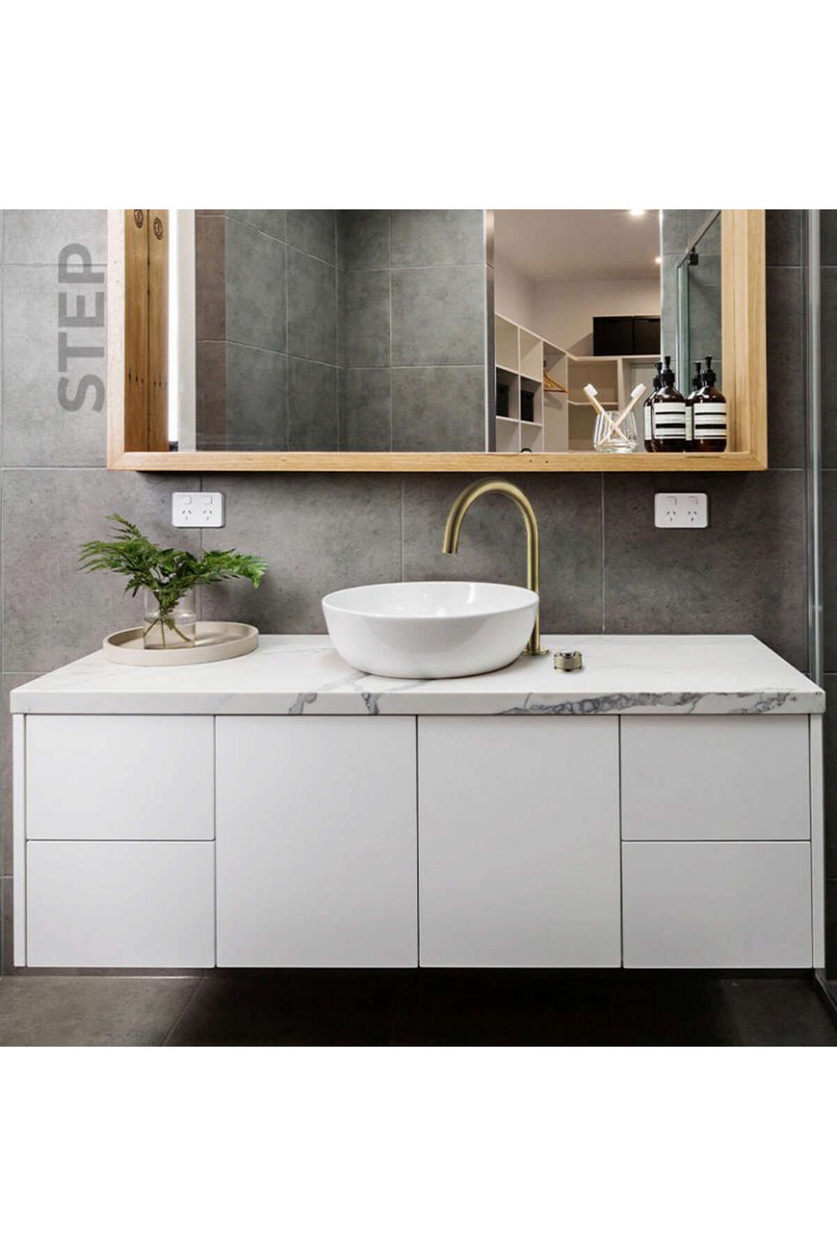 - Step 2 Delikli Çanak Tipi Lavabo Bataryası Mat Altın - 900528 456121
