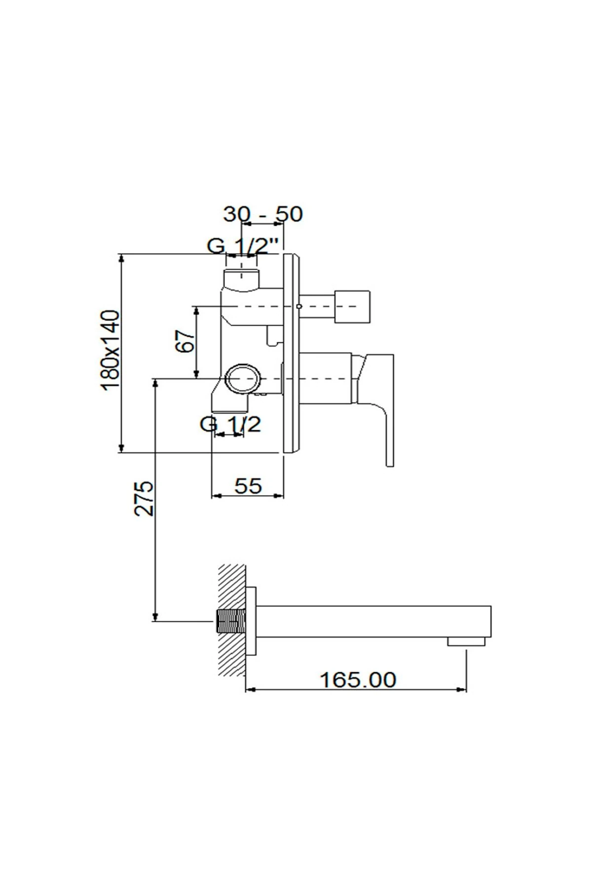 Aqua Ankastre Banyo Bataryası Valfsiz Gagalı 941111