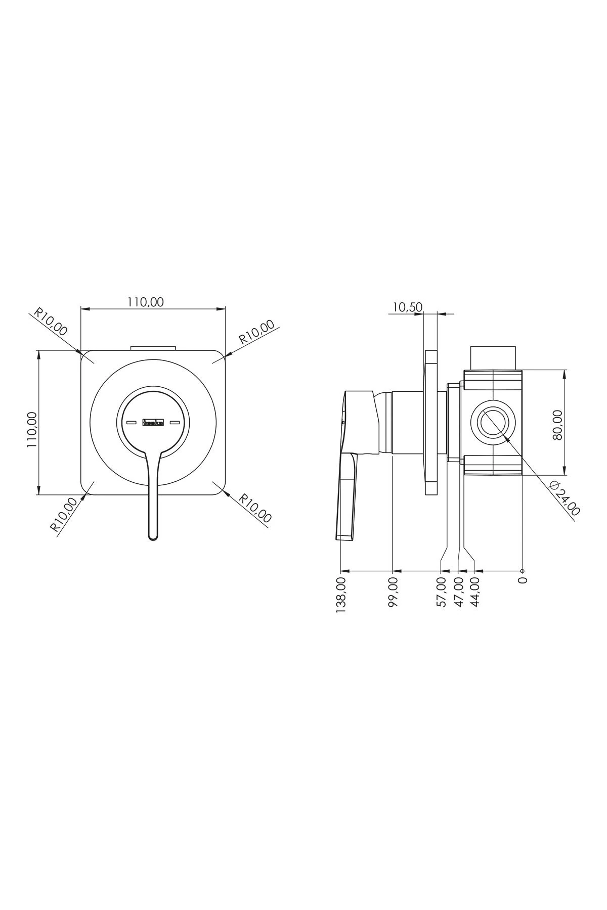 Misis Tek Yönlü Kare Duş Seti-krom