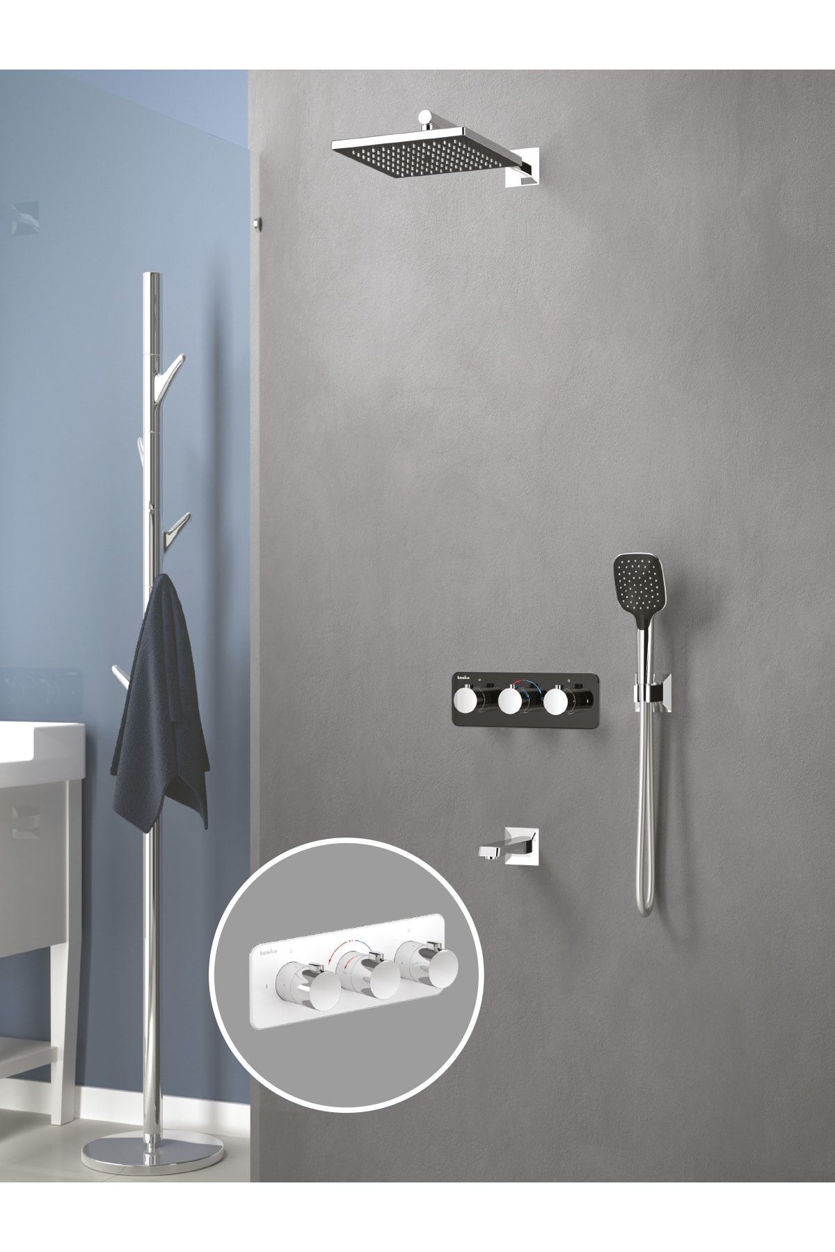 T4000c Lande Ankastre Krom Termostatik Banyo Bataryası