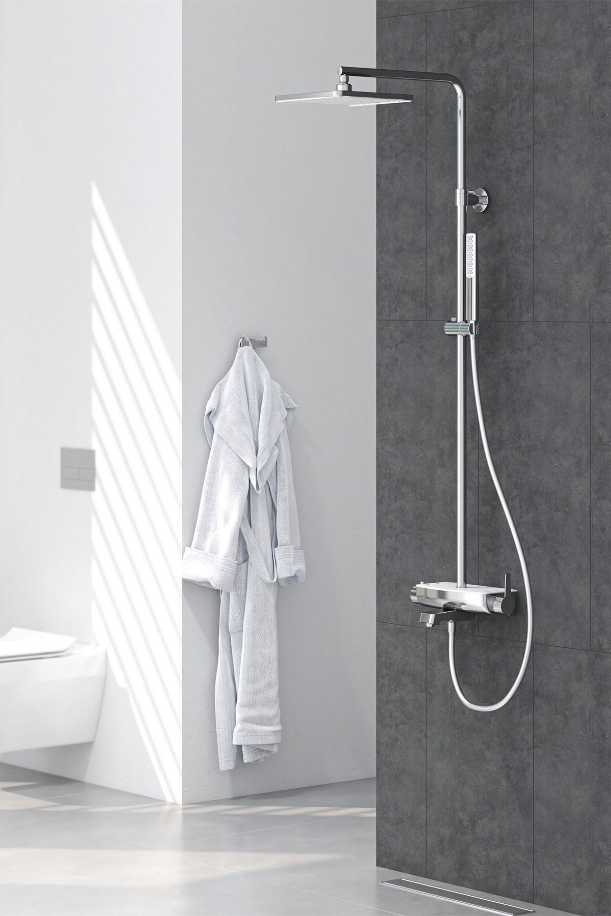 Dk 3702c Mira Mix Siyah Camlı Üç Yönlü Duş Kolonu