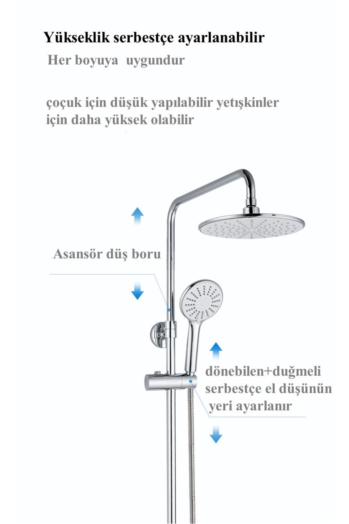 Fleko Banyo Krom Çelık Dus Setı