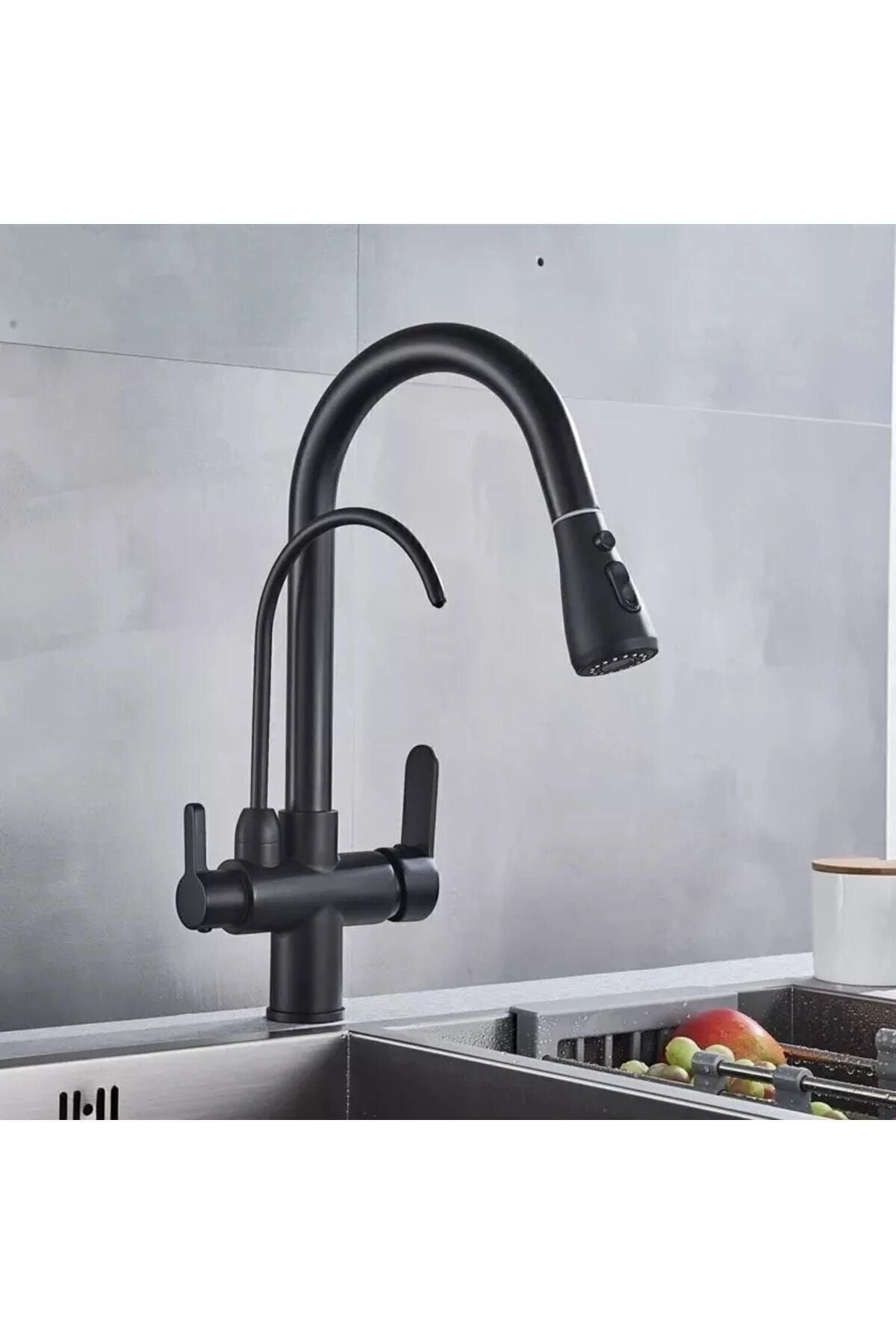 Siyah Arıtmalı Spiralli Mutfak Eviye Bataryası