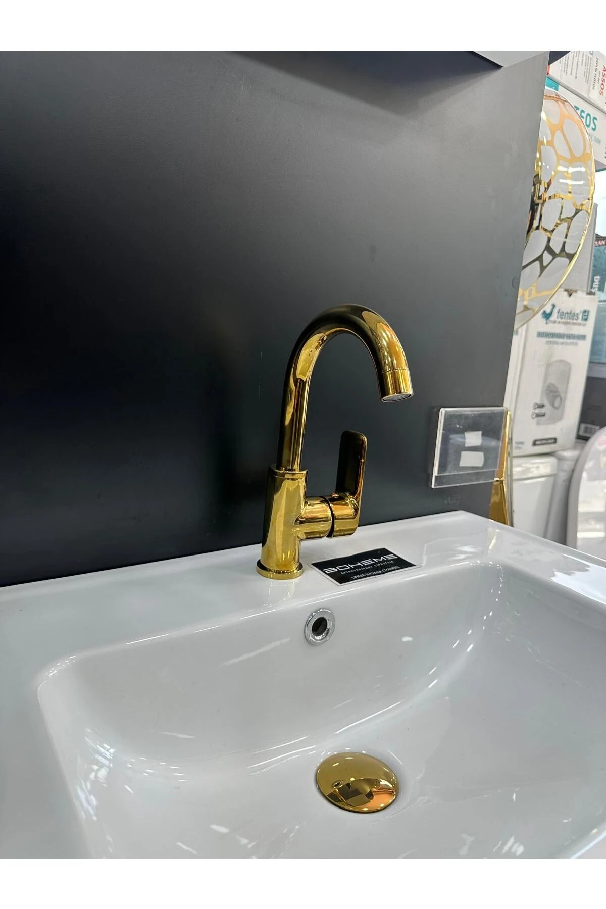 Abdestlik Altın Renk Kuğu Lavabo Bataryası