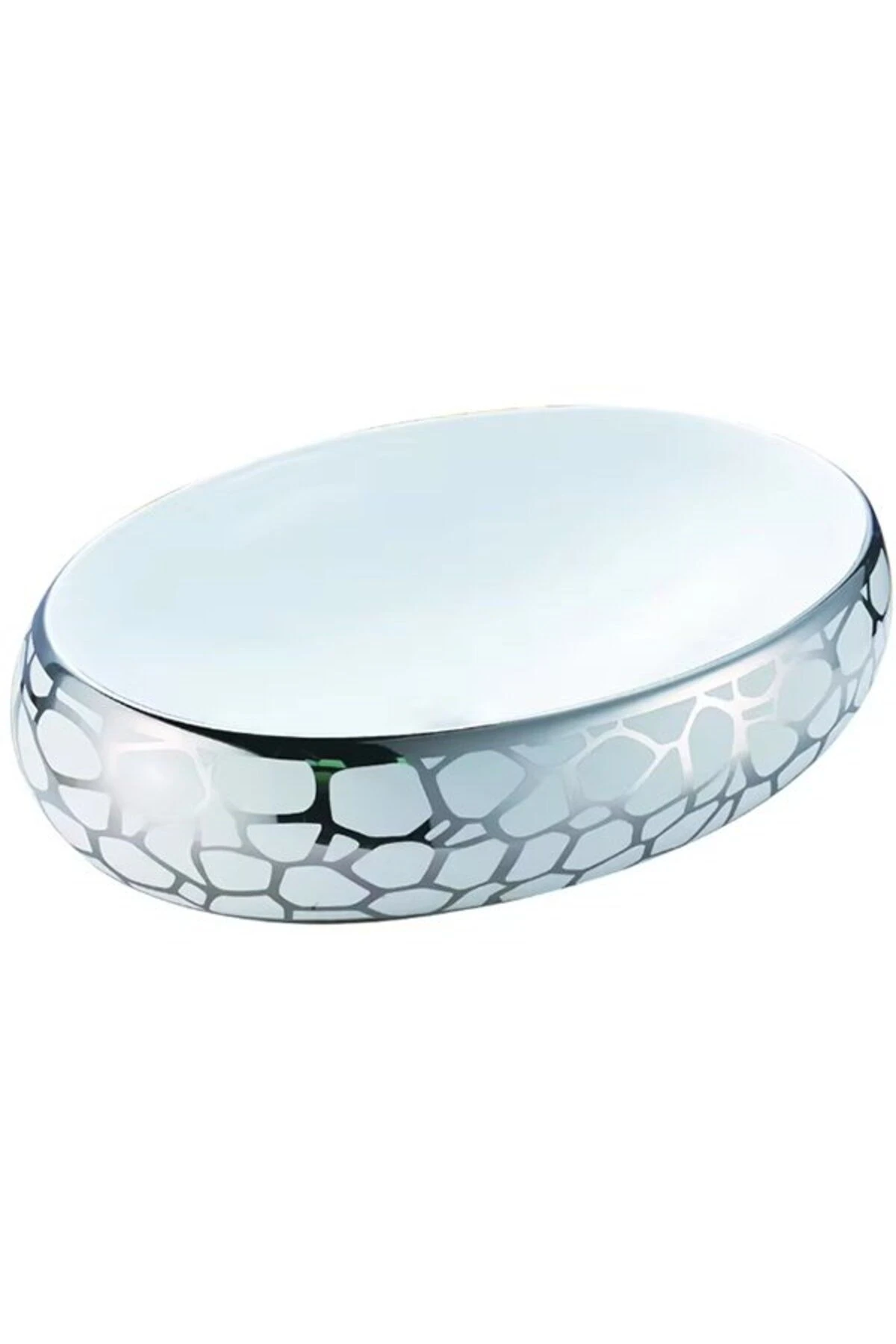 Banyo Lavabosu Tezgah Üstü Çanak Banyo Lavabosu Doğal Taş Gümüş Yaldız Desenli 60x40x15 Ölçü