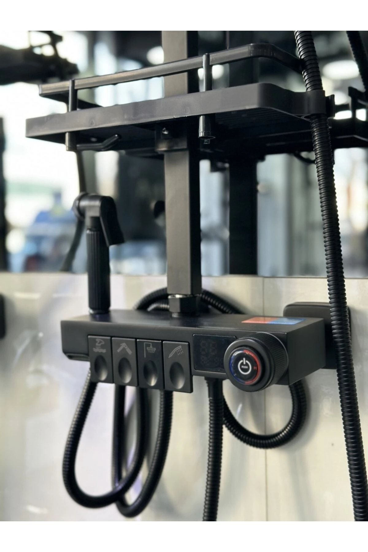 Star Mat Siyah Piyano Tuşlu Tepe Duşlu Duş Seti