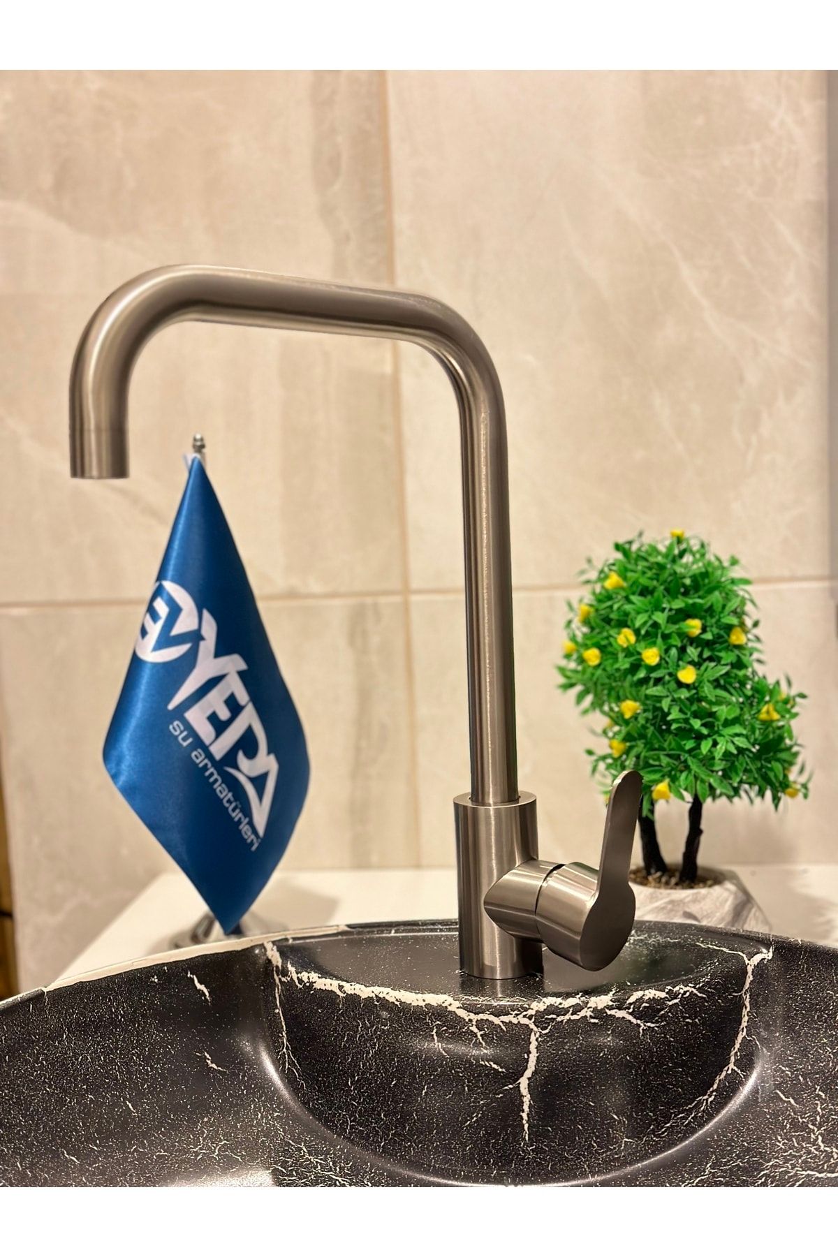 Fleko Mutfak Bataryası Inox Renk Evye Musluğu 5 Yıl Garantili Mutfak Musluğu Eviye Bataryası Inox