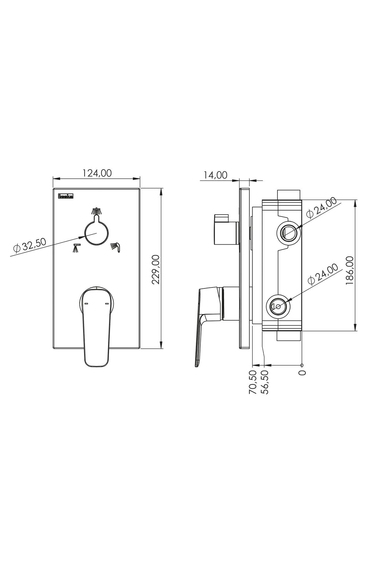 Simena Üç Yönlü Duş Seti-krom