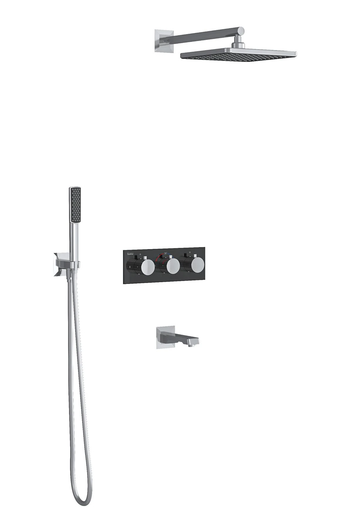 Lande Termostatik Üç Yönlü-Siyah Camlı