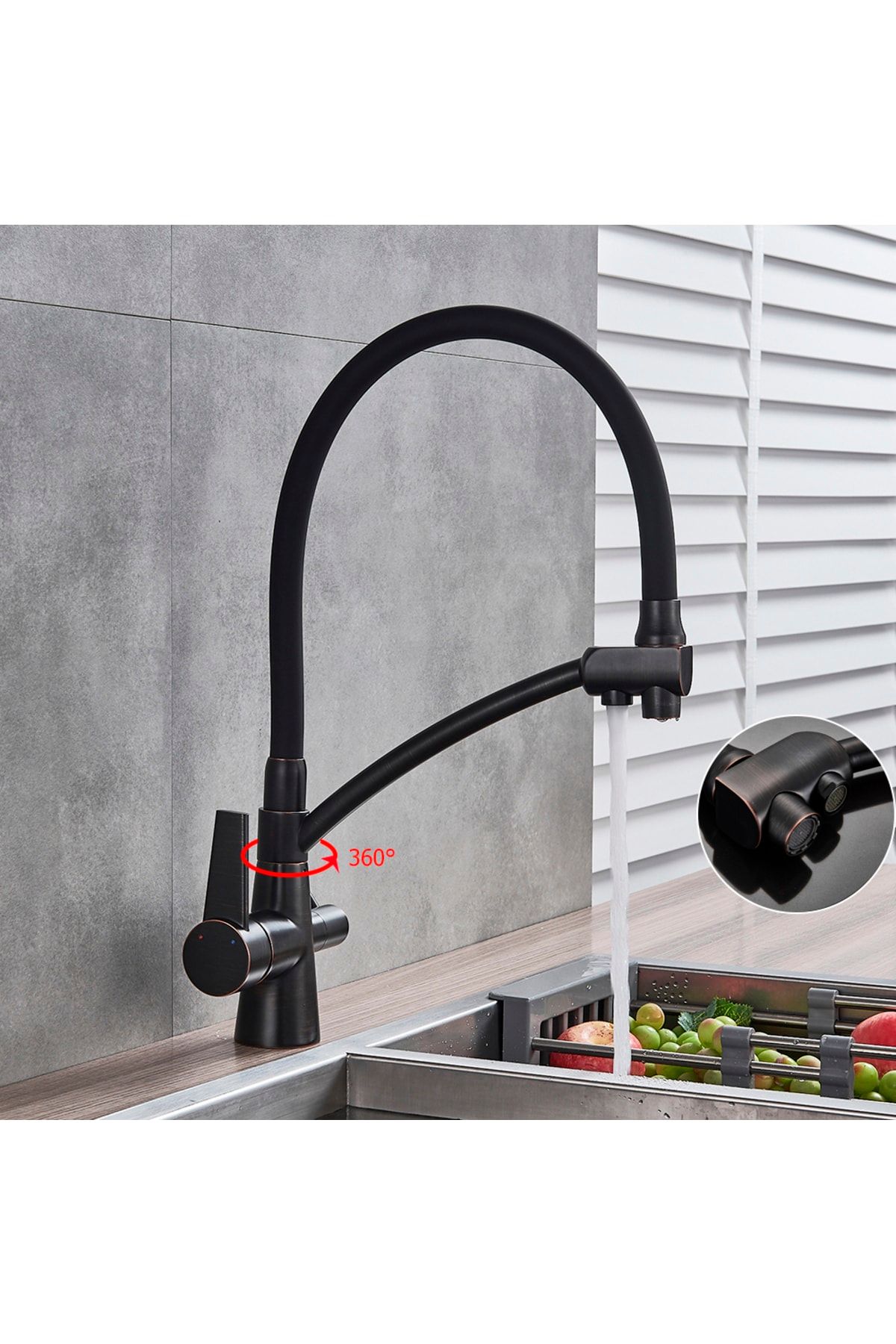 Arneta Arıtmalı Mutfak Için Batarya Siyah Renk