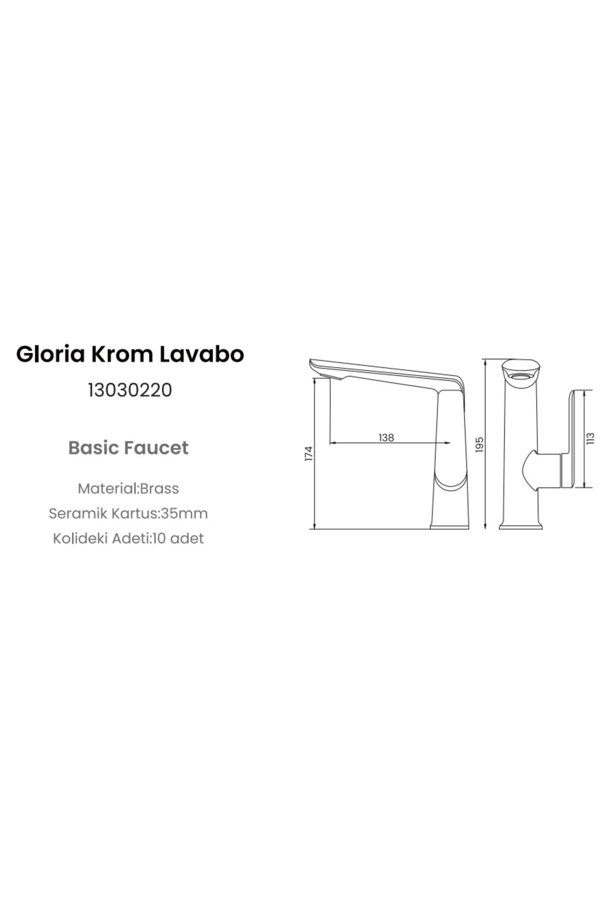 Glorıa Krom Lavabo Bataryası
