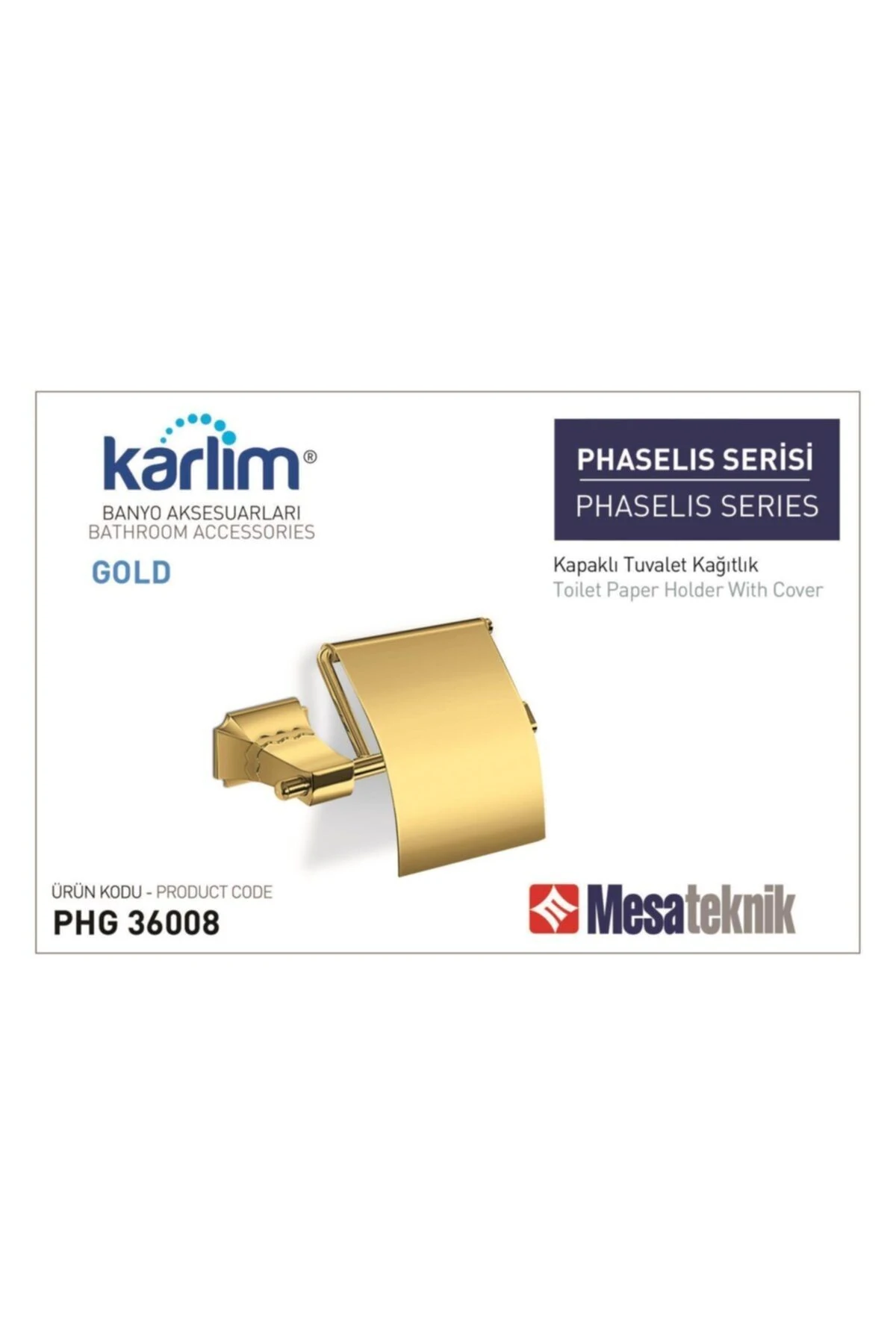 Karlim Phaselis Serisi Kapaklı Tuvalet Kağıtlık Gold