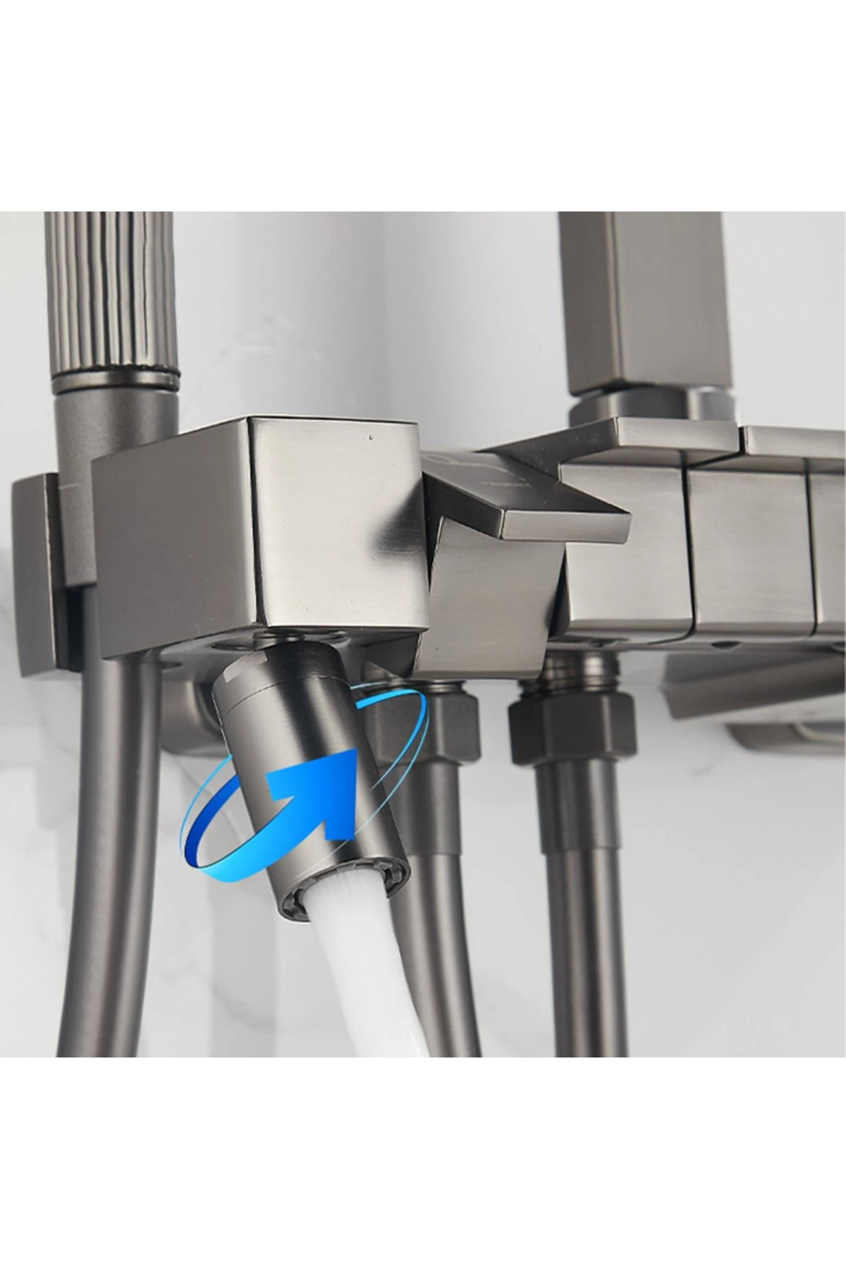 Gri Dijital Fonksiyonel Tuşlu Duş Seti