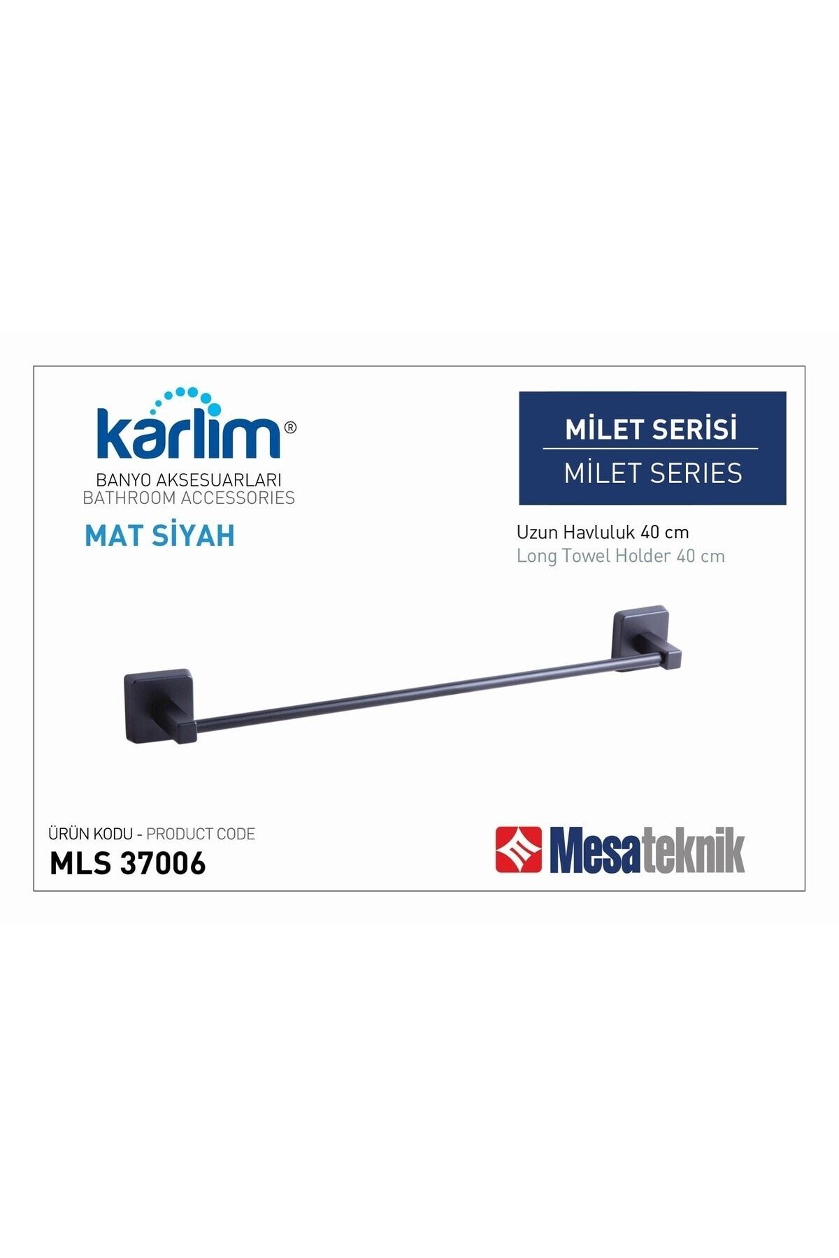 ® Mls 37006-k Milet Mat Siyah Uzun Havluluk 40 Cm