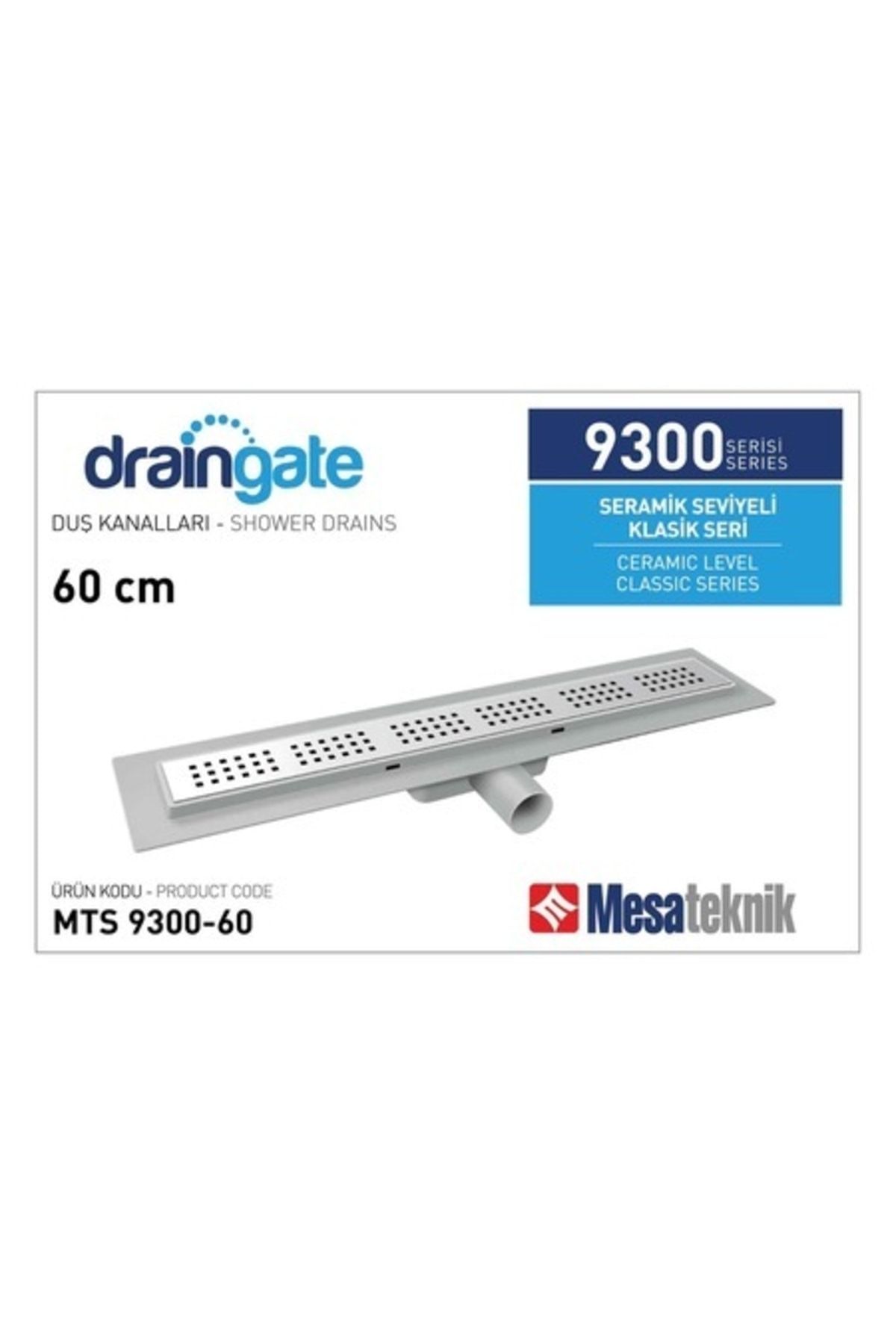 Mesateknik Seramik Seviyeli Yandan Çıkışlı Duş Kanalı 60 Cm
