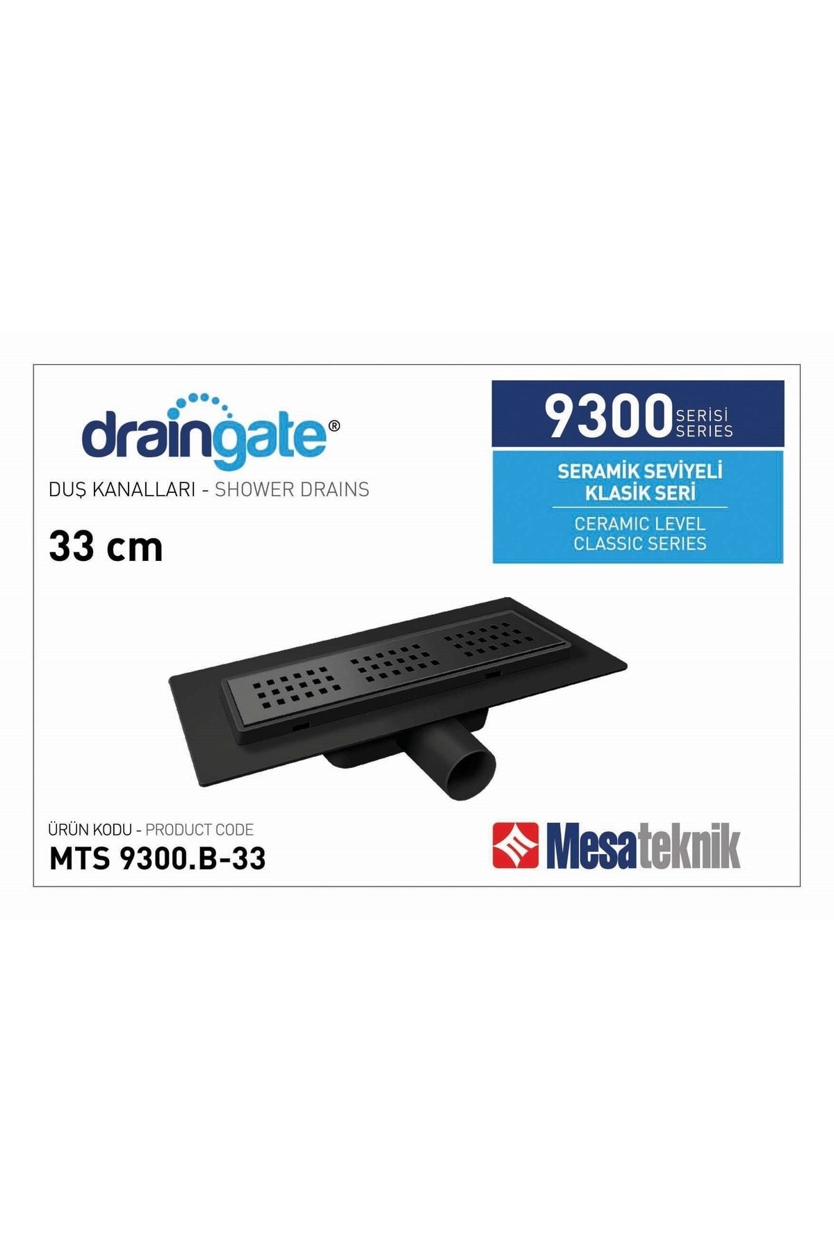 Draingate®seramik Seviyeli Plastik Gövdeli Etekli Serisi Yan Ø50 Mm Uzunluk33 Cm Mat Siyah Izgara
