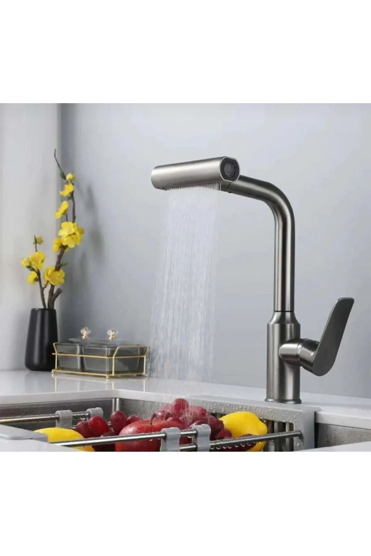 Fleko Çok Modlu Spiralli Mutfak Evye Bataryası Şelale Yağmurlama Fonksiyonel