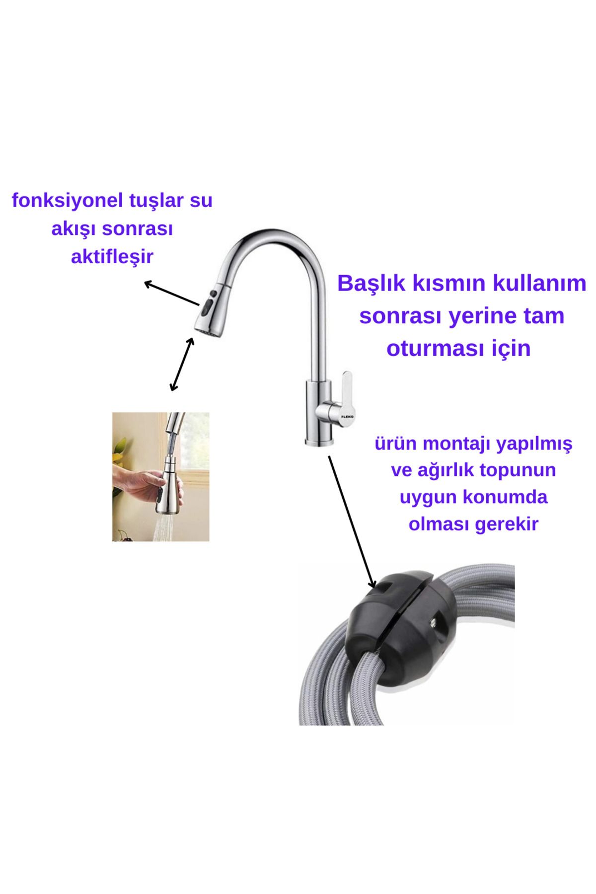 Fleko Siyah Spiralli Mutfak Bataryası (SICAK SOĞUK GİRİŞLİ, PİRİNÇ MALZEME) 5yıl Garantili