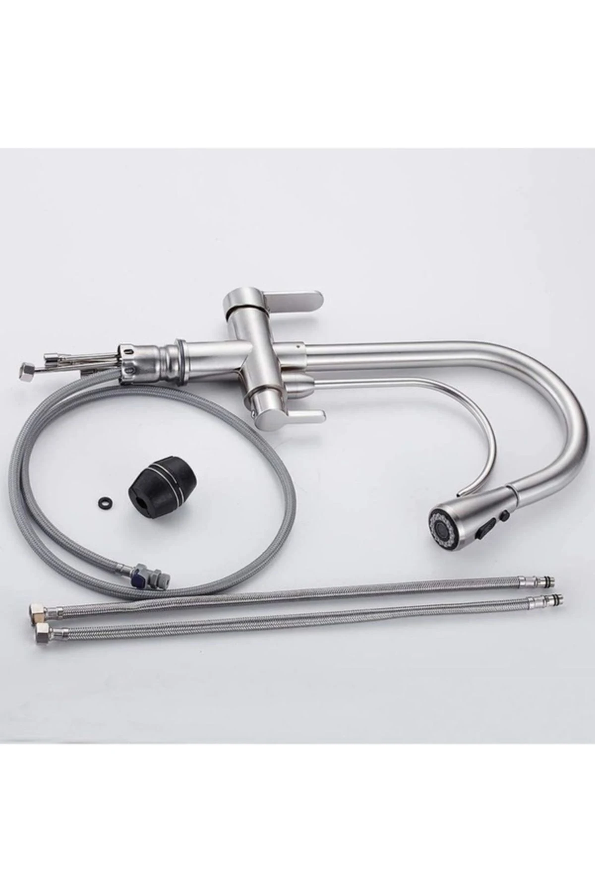 Krom Uzayan Spiralli Arıtmalı Mutfak Bataryası