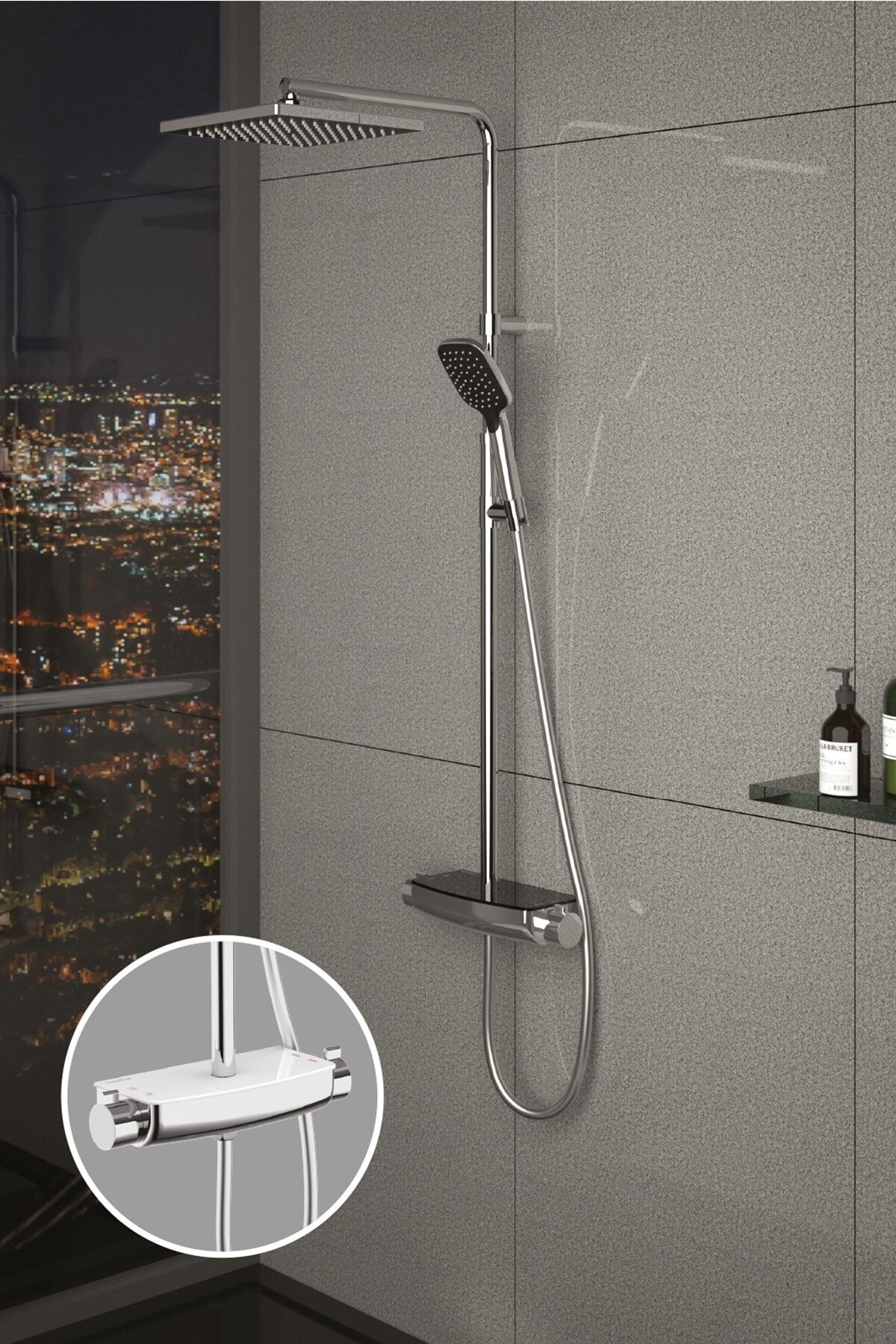 Mira Termostatik Üç Yönlü Duş Kolonu - Beyaz