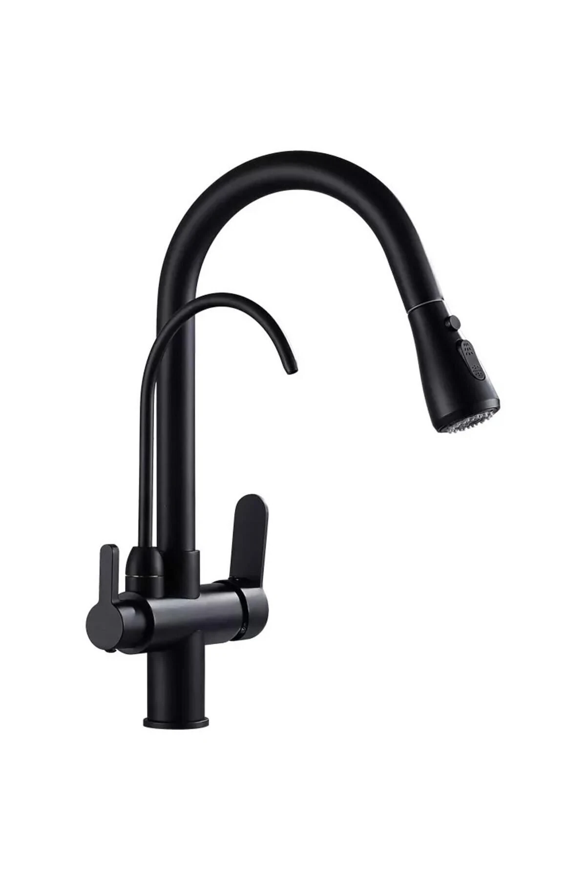 Spiralli Arıtmalı Mutfak Bataryası Mat Siyah Eviye Bataryası