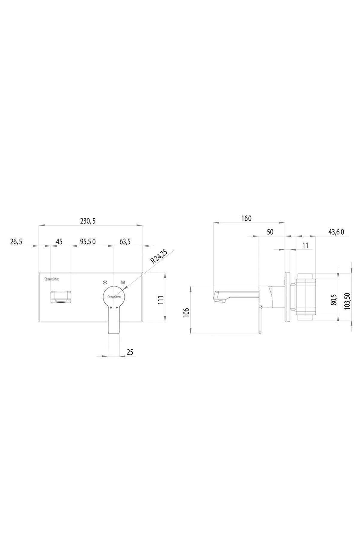 Quasar Krom Ankastre Lavabo Bataryası