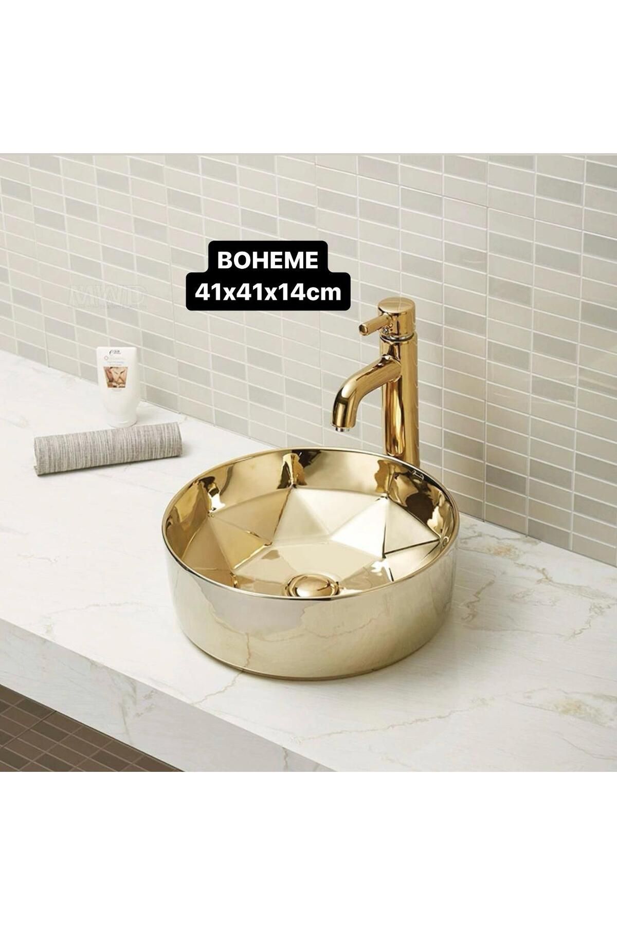 MARS Altın Renk Seramik Lavabo Şık Tasarım 41cm