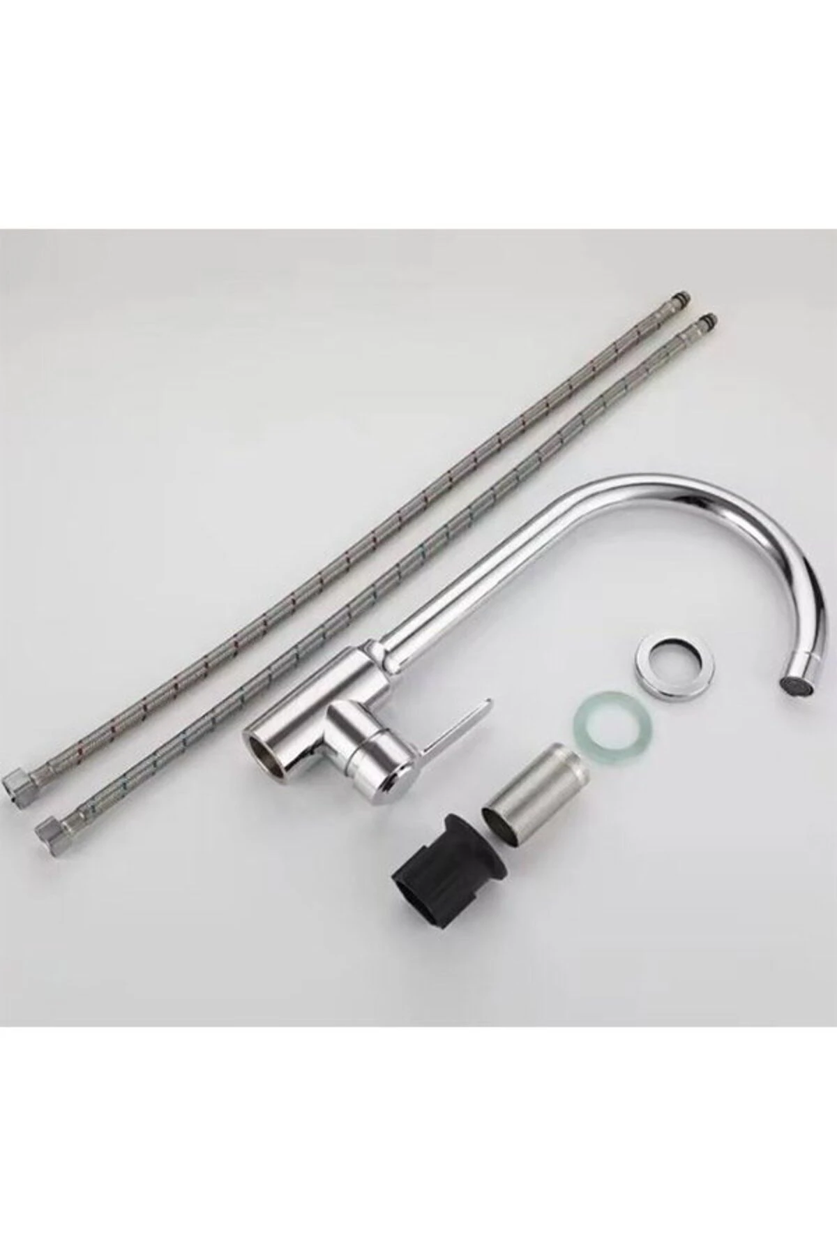 Mutfak Bataryası Pirinç Döküm Krom Kaplama 360 Dönebilen Başlıklı Eviye Musluğu