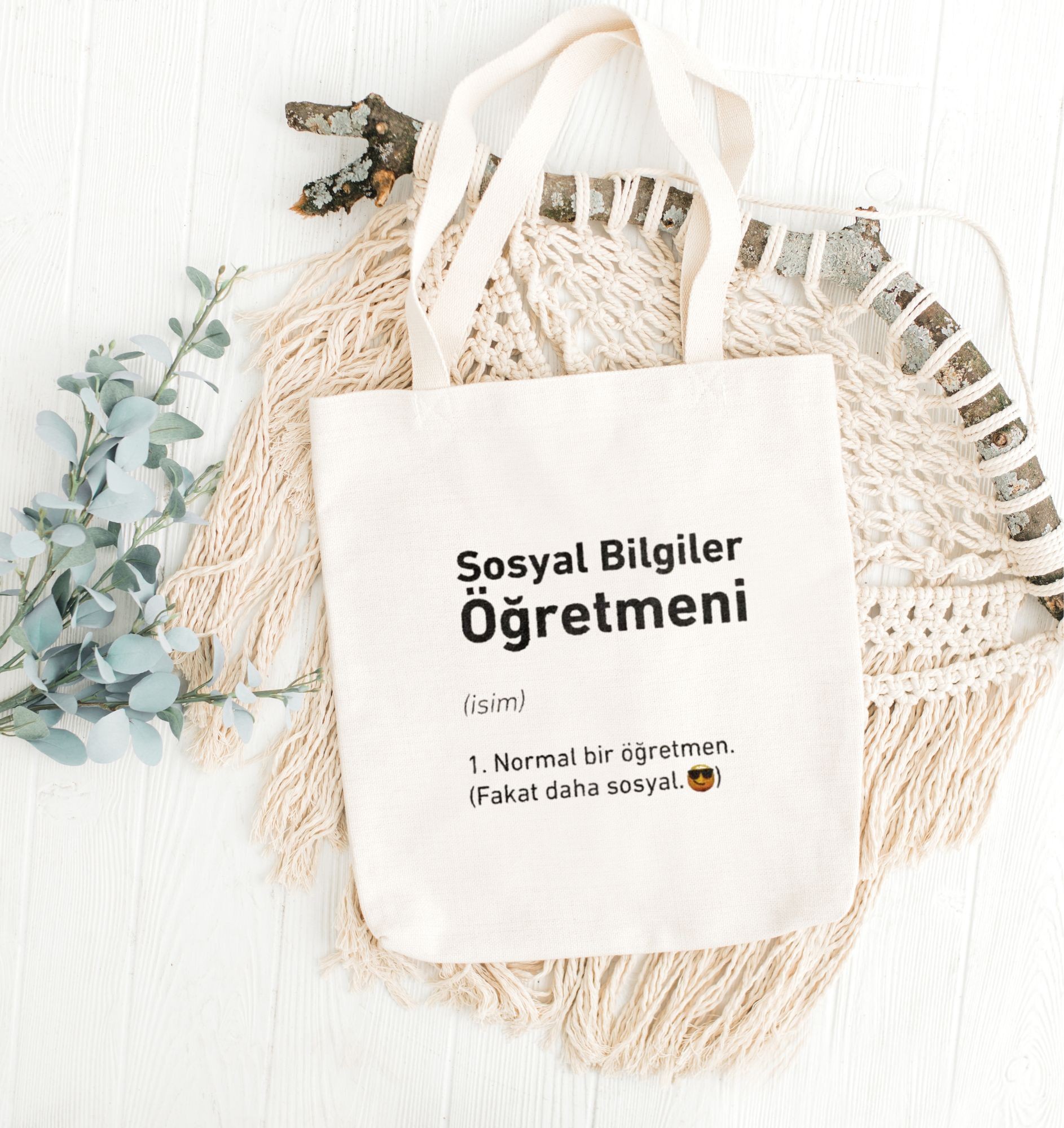 Sosyal Bilgiler Öğretmeni Baskılı Bez Çanta