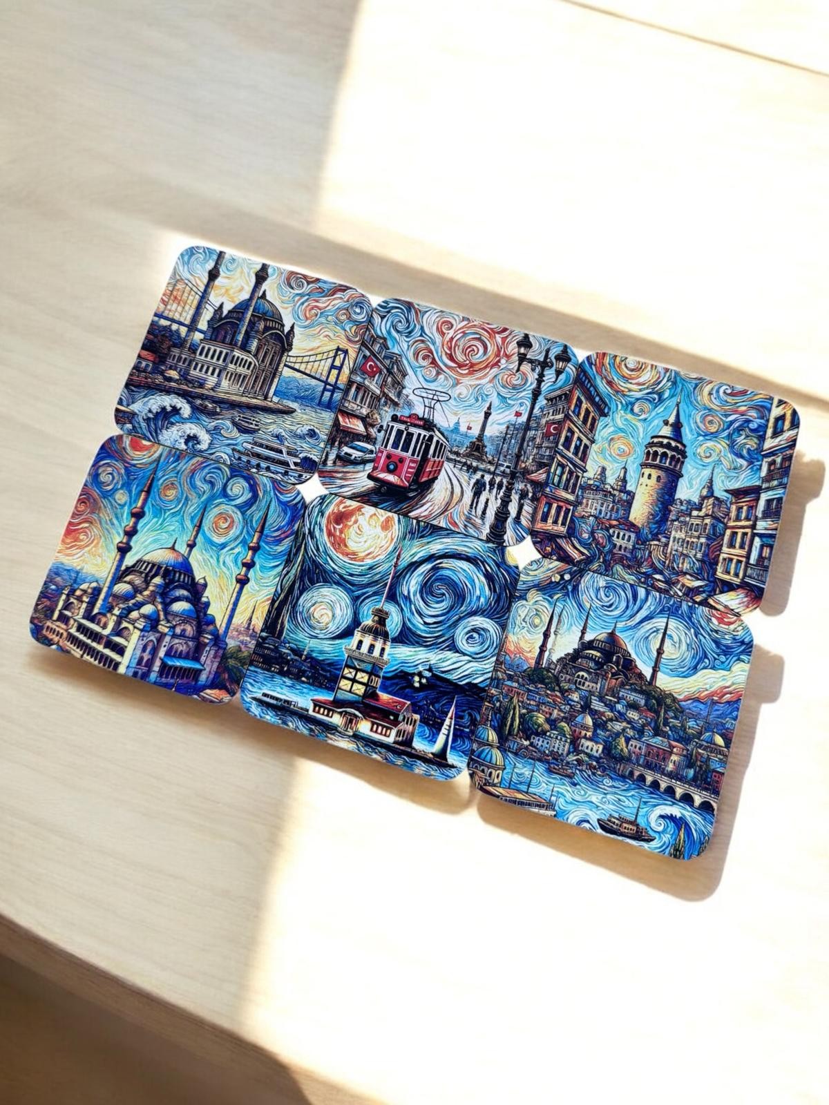 6'lı İstanbul Temalı Bardak Altlığı