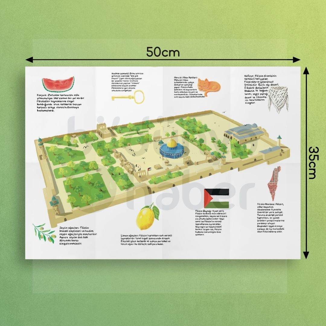 Filistin Sembolleri Haritası (35x50 Cm)