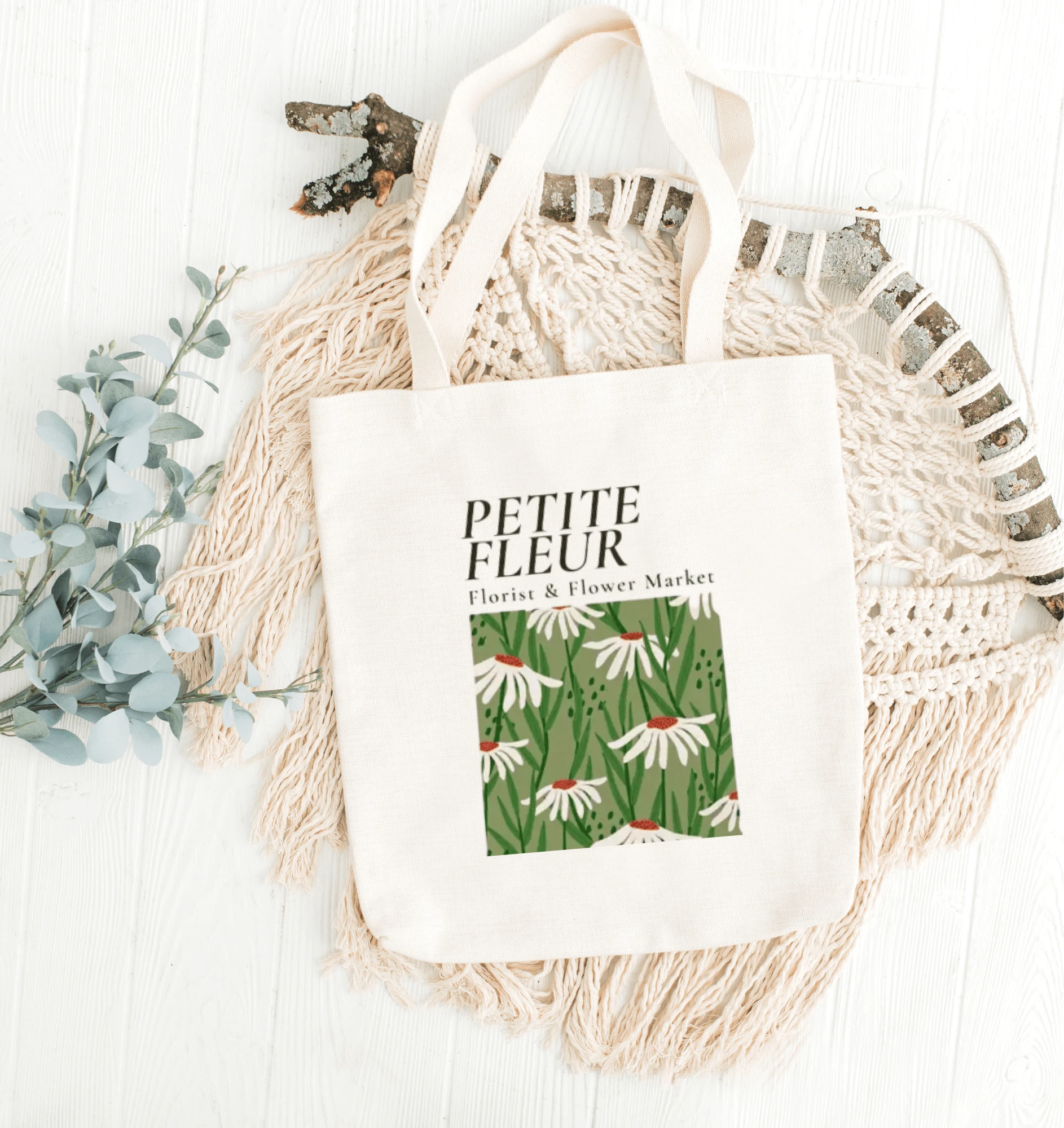 Petite Fleur Baskılı Bez Çanta