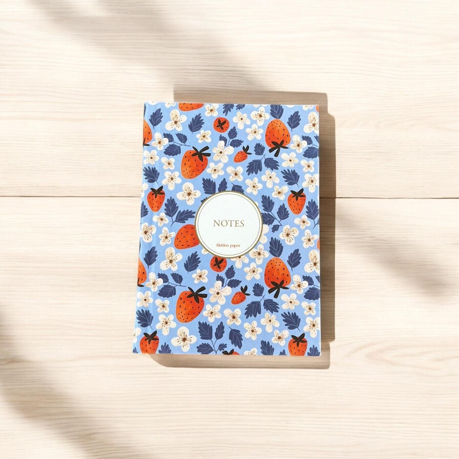 Mavi Çilek Günlüğü Defter (Özel Kumaş Kapak)