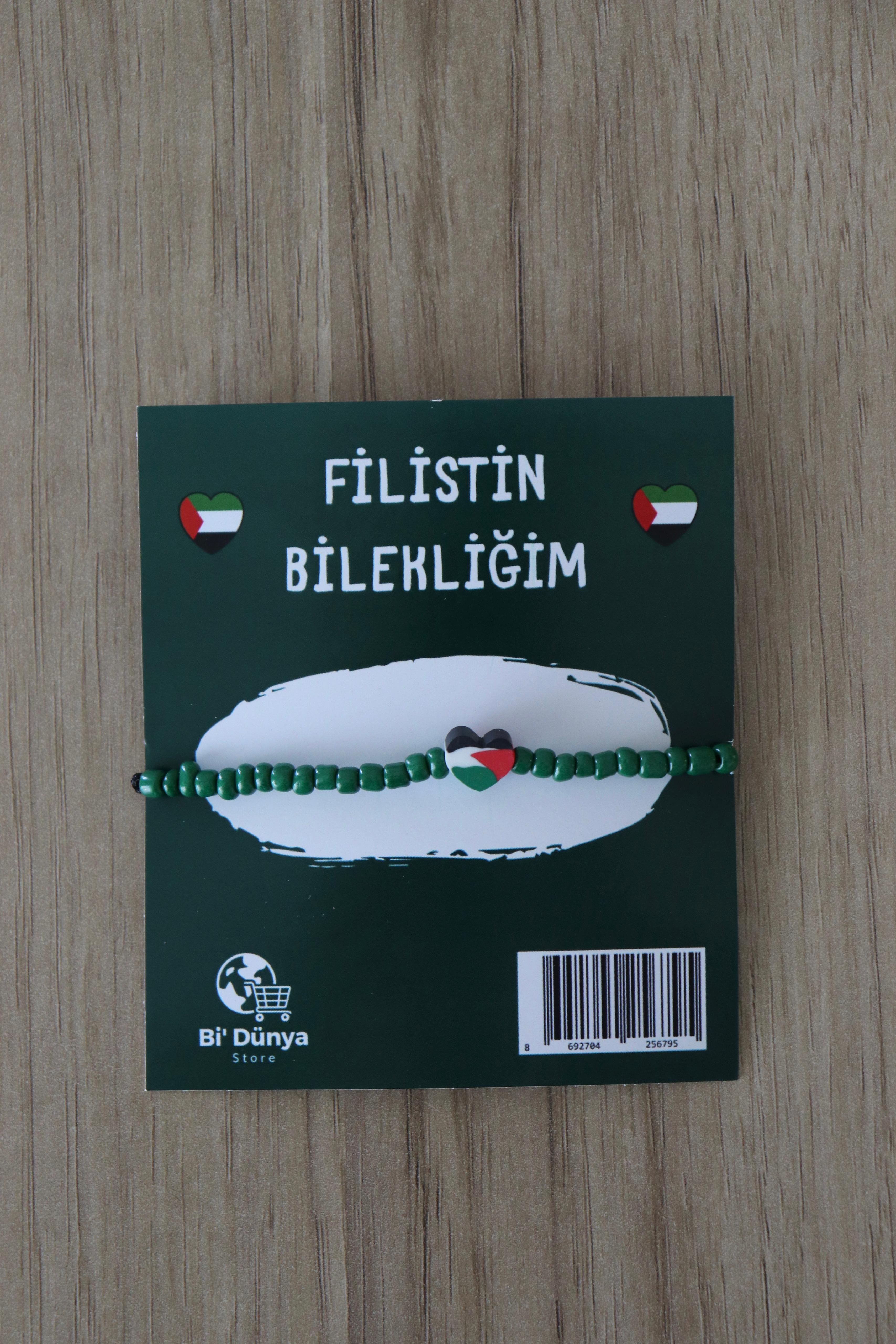 Filistin Bilekliğim (Kalpli - Yeşil)