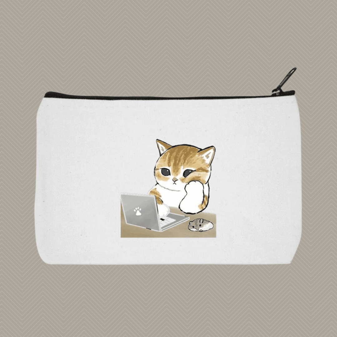 Laptopda Çalışan Kedi Baskılı Kalemlik