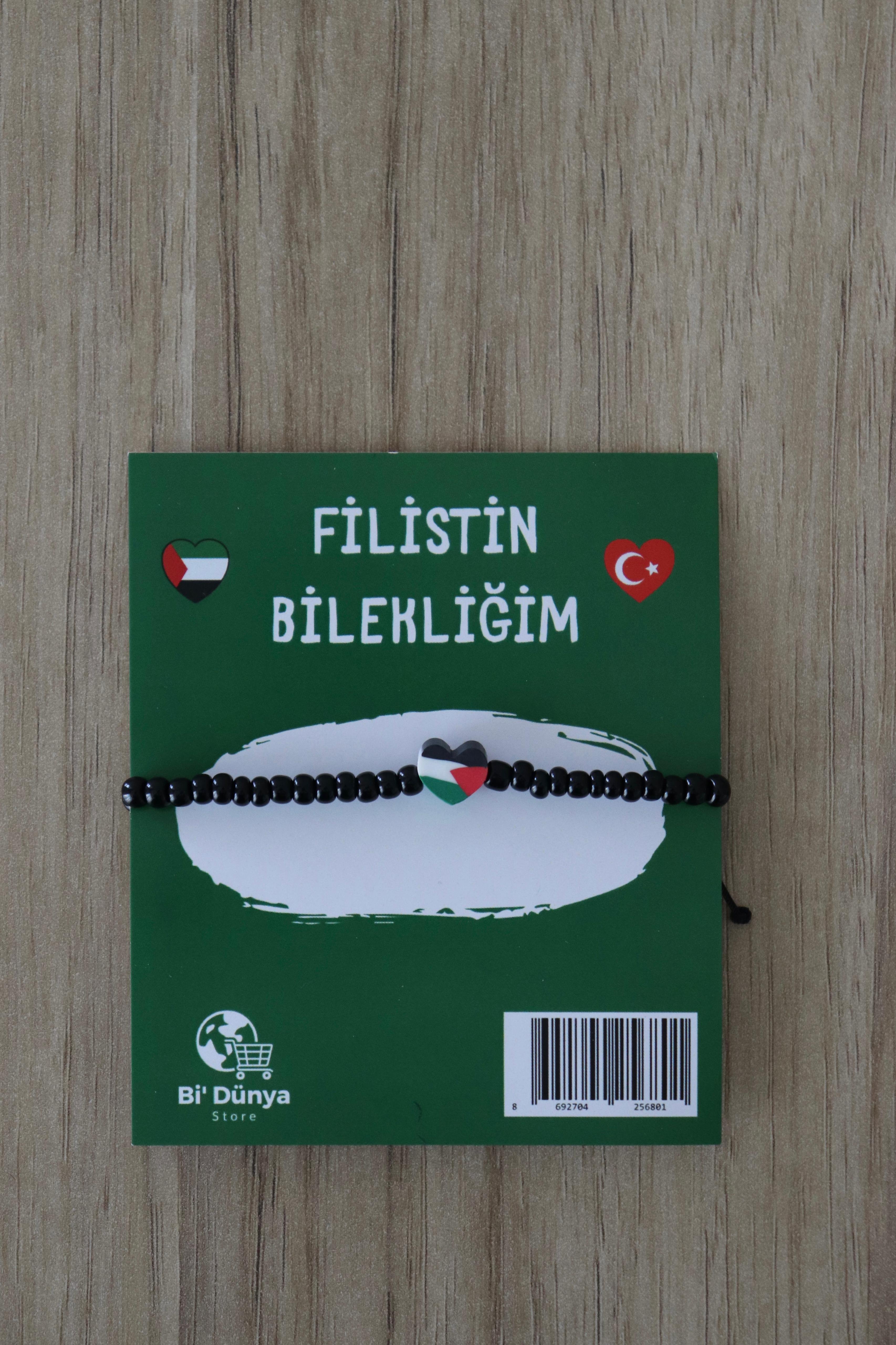 Filistin Bilekliğim (Kalpli- Siyah)