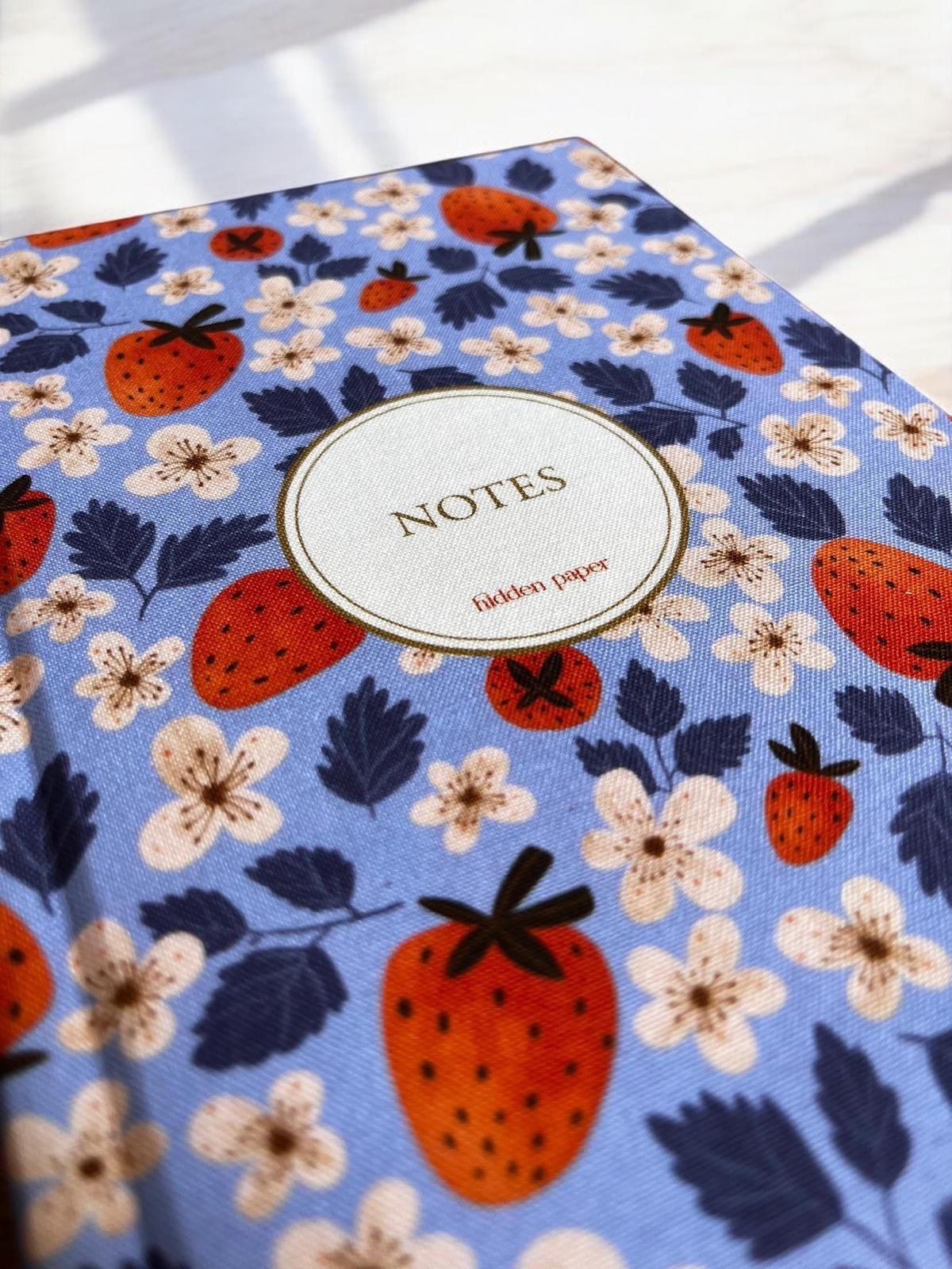 Mavi Çilek Günlüğü Defter (Özel Kumaş Kapak)