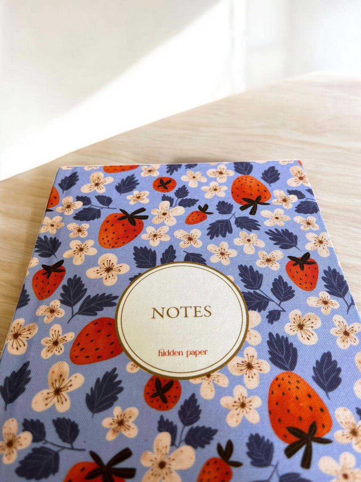 Mavi Çilek Günlüğü Defter (Özel Kumaş Kapak)
