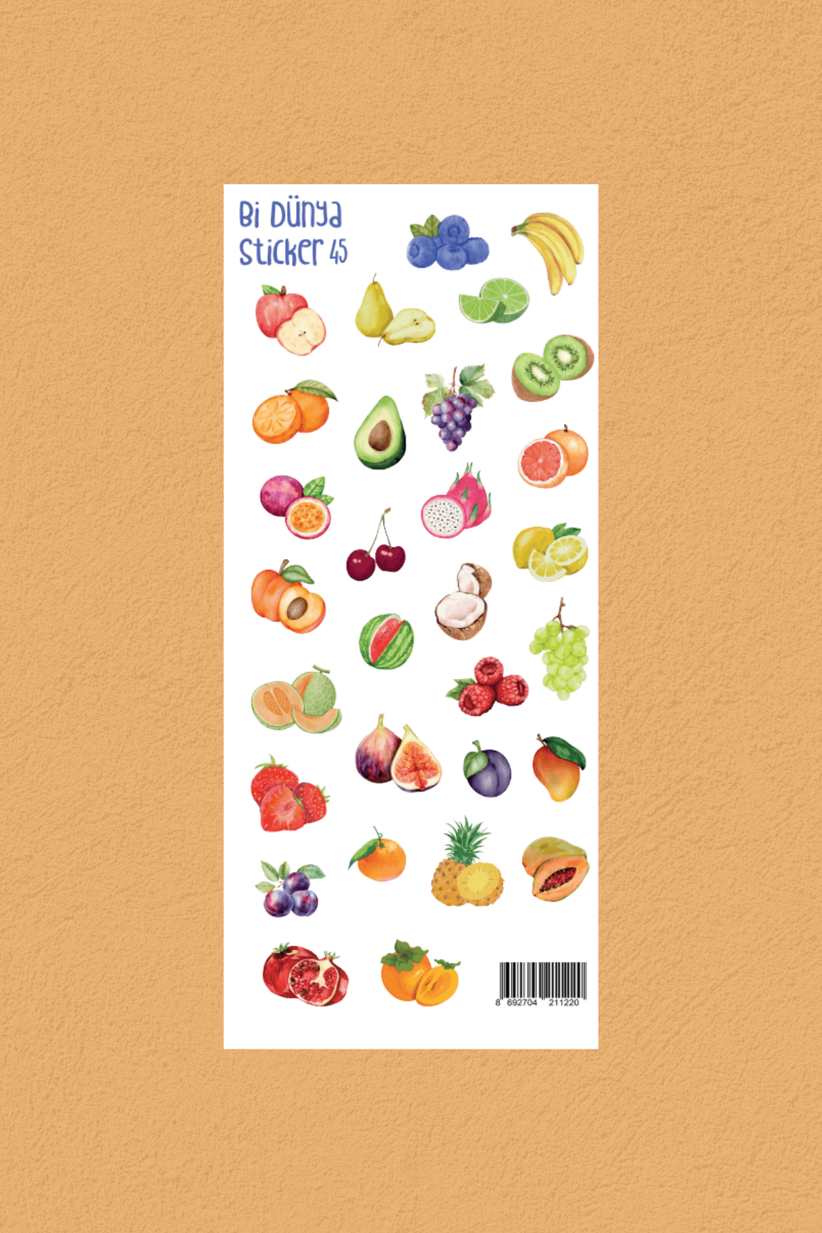 Meyve-Sebze Temalı 2'li Sticker Seti