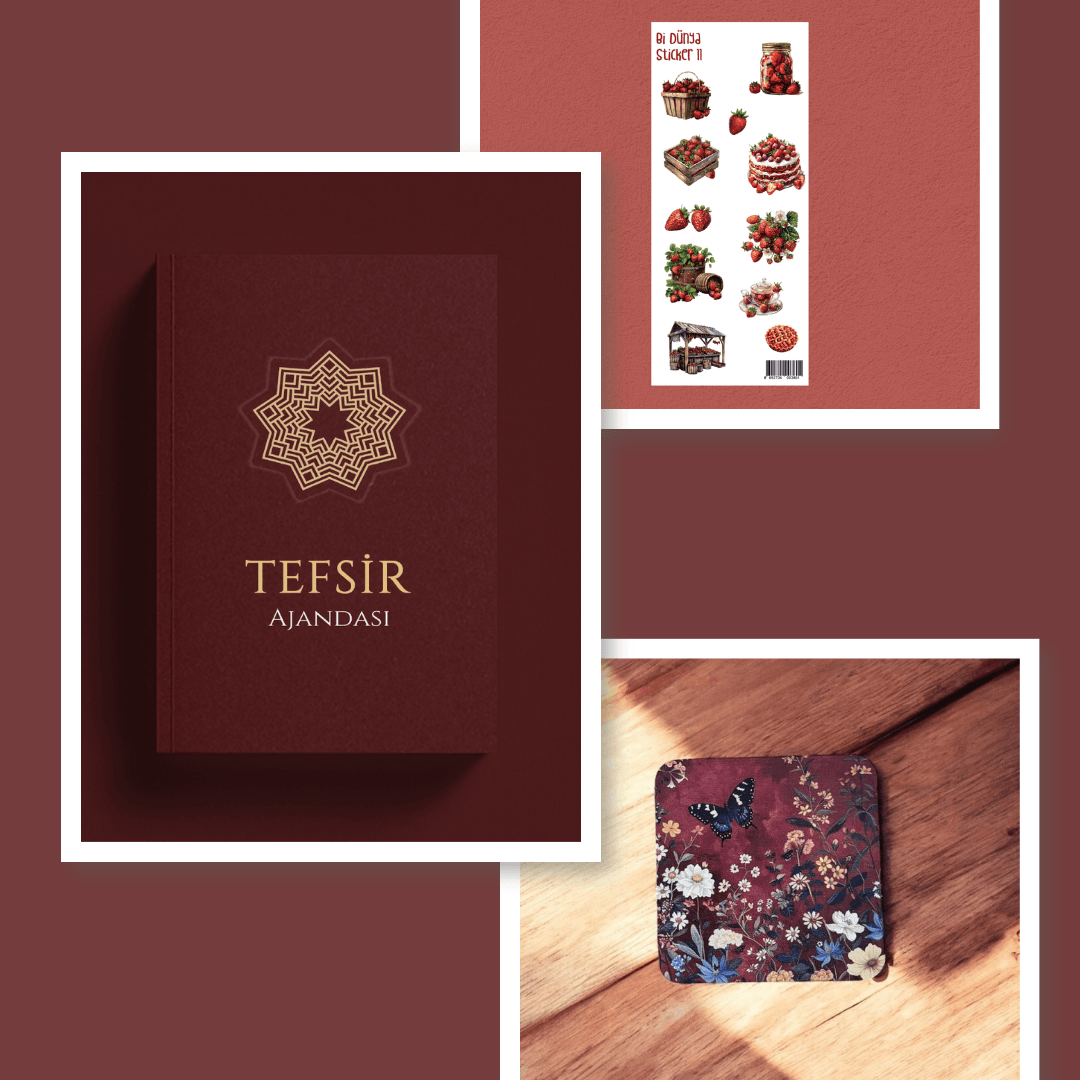 Tefsir Ajandası Bordo Kapak 3'lü Hediye Seti