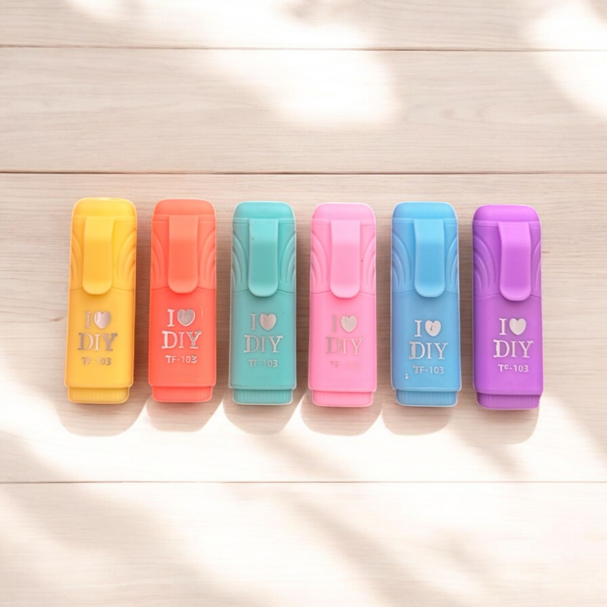 “Pastel Renkli Mini Fosforlu Kalem Seti – I ♥ DIY Serisi”