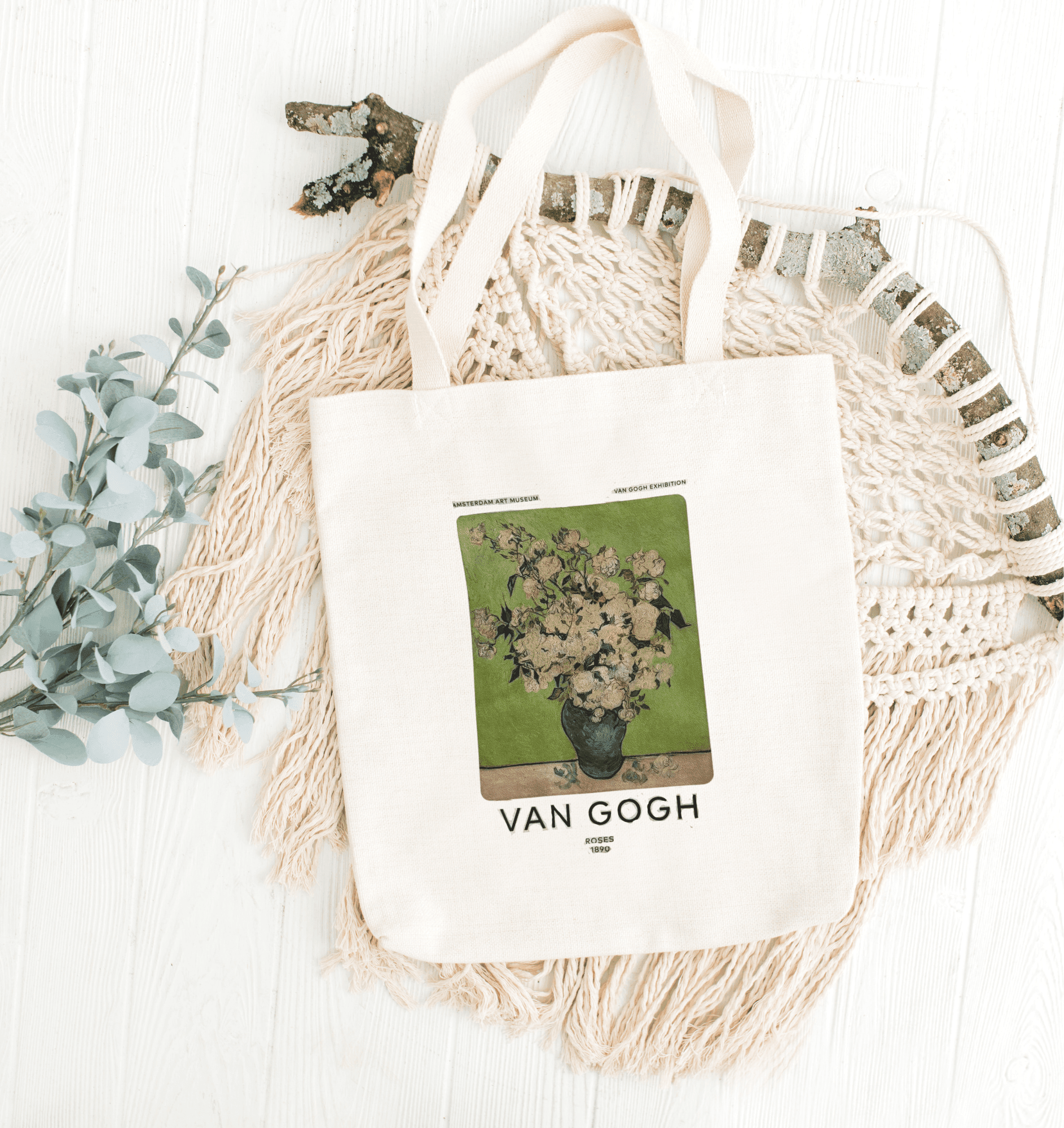 Van Gogh Roses Baskılı Bez Çanta