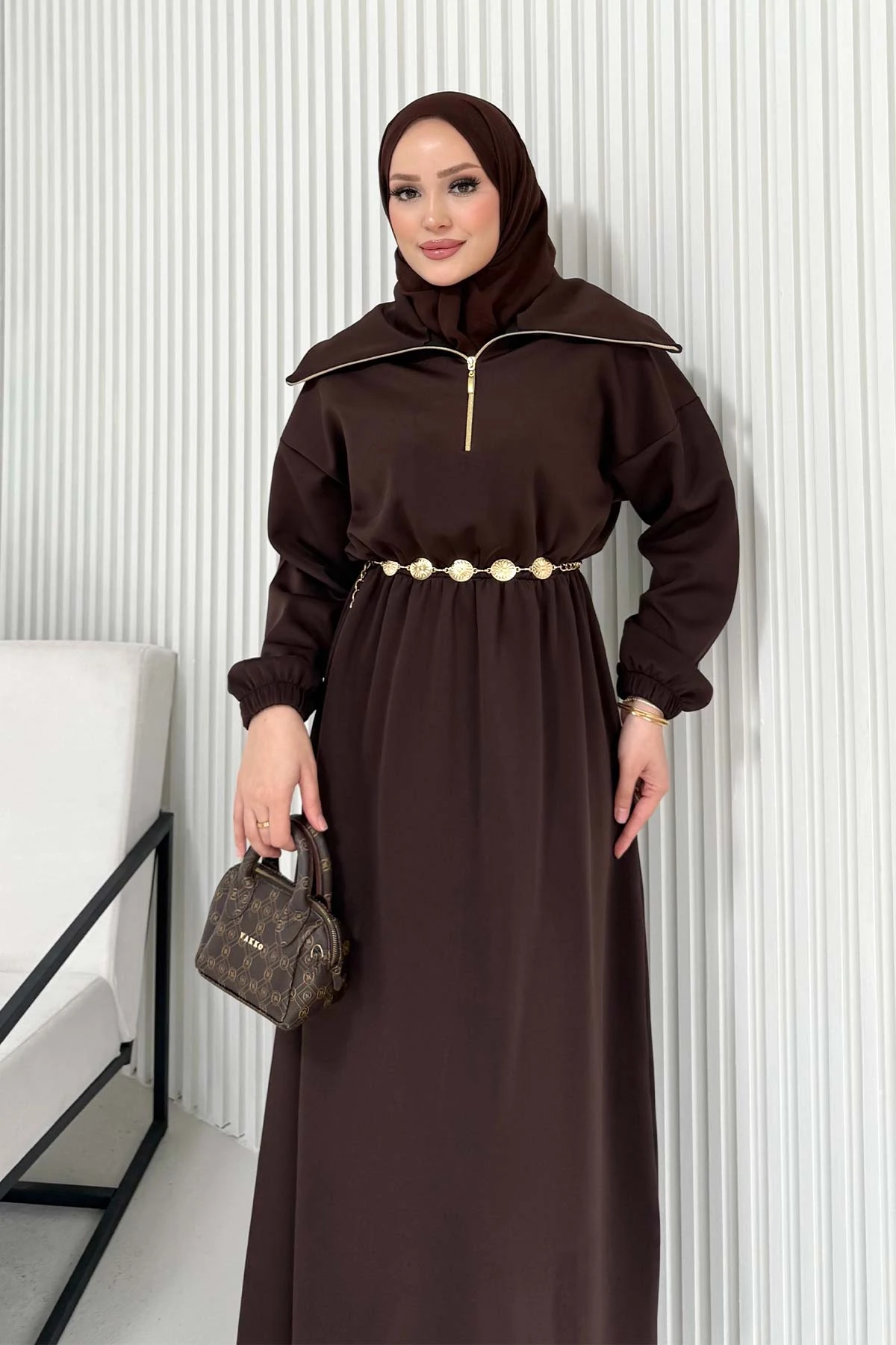 Kemerli Scuba Elbise 68-6215-1