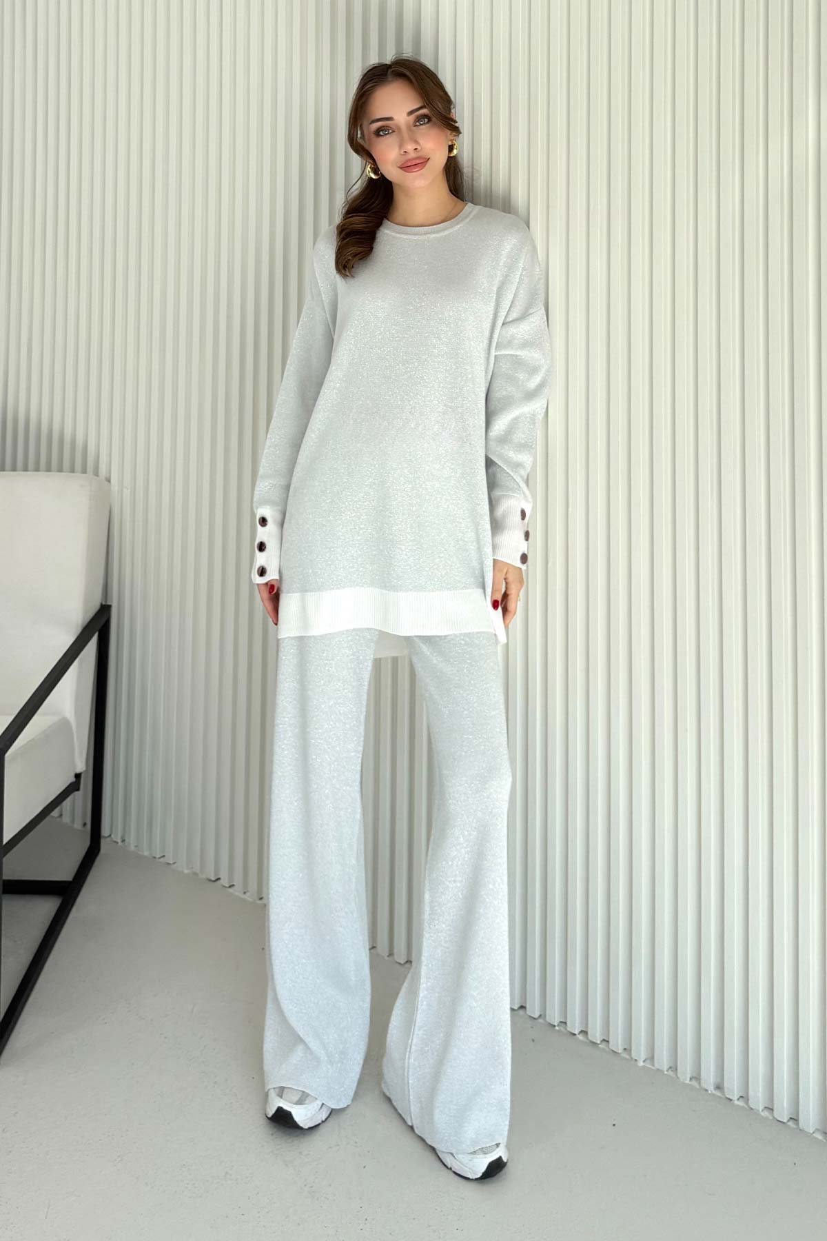 Simli Düğmeli Triko Takım 70-2519