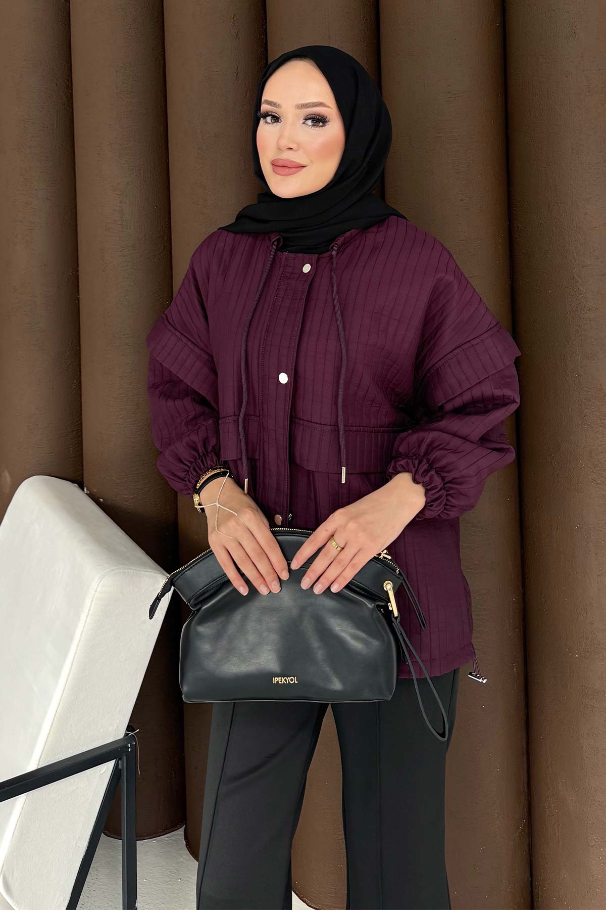 Kapitone Çıtçıtlı Ceket 32-3720