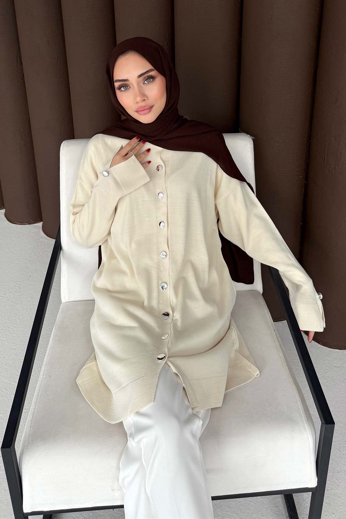 Düğmeli Triko Hırka 70-2437