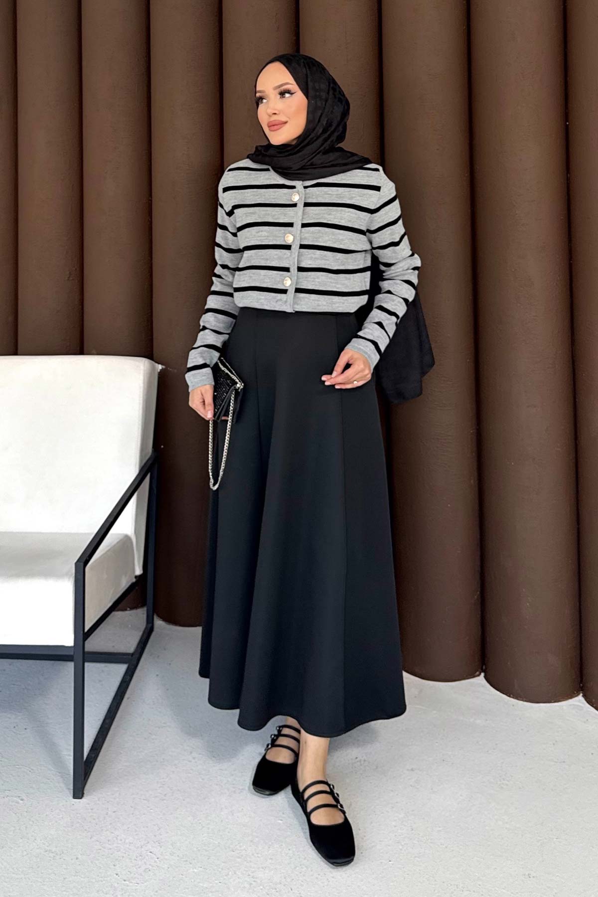 Çizgili Triko Hırka 70-2419