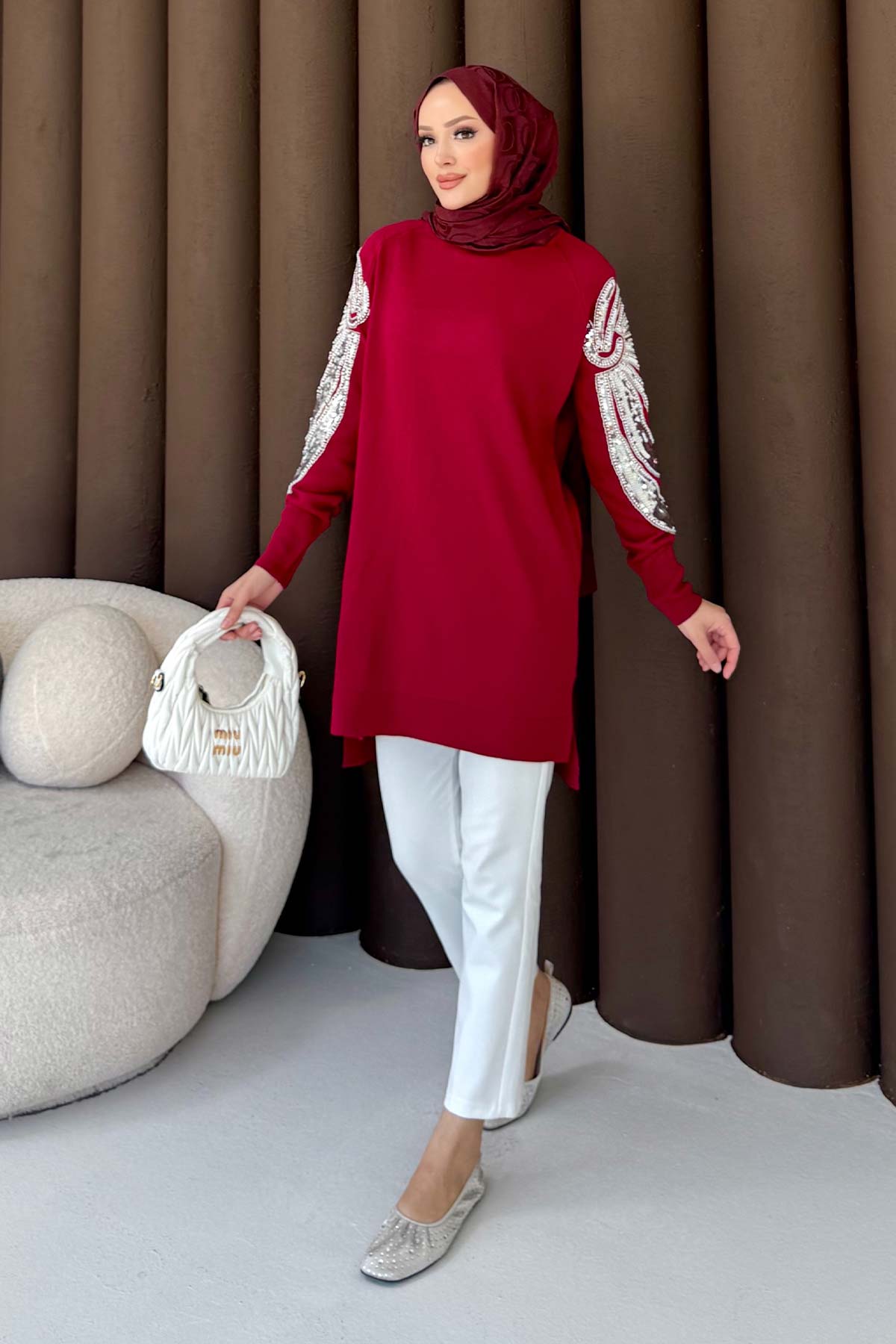 Taşlı Triko Tunik 70-2494