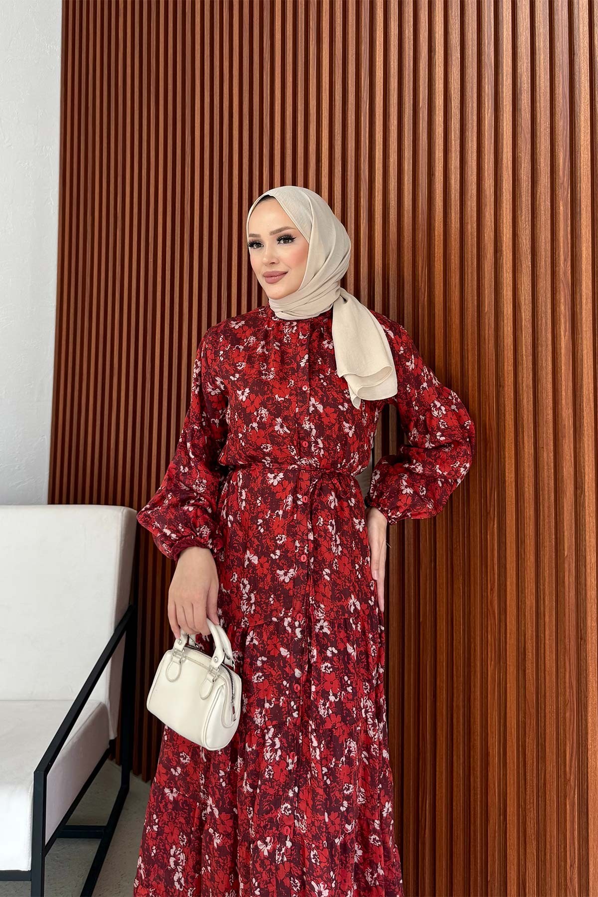 Desenli Elbise 3-3378