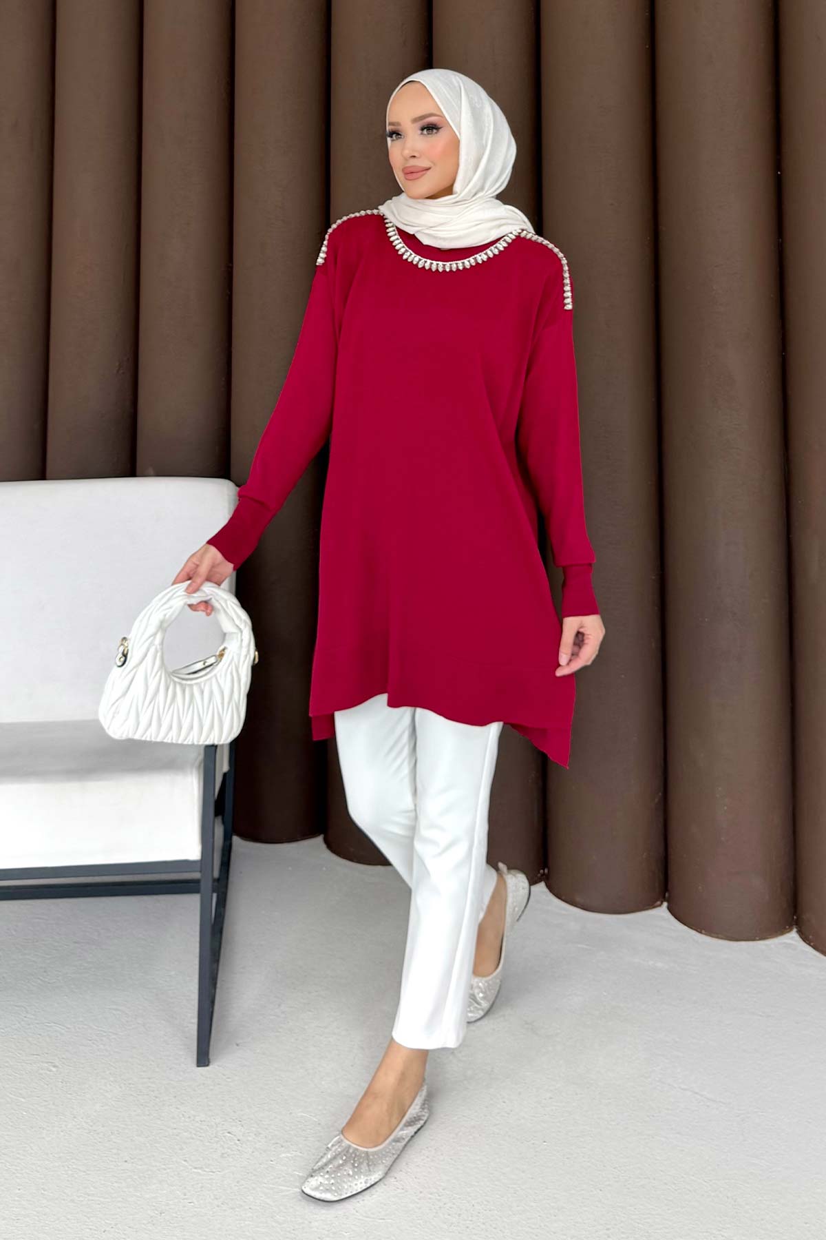 Taşlı Triko Tunik 70-2483